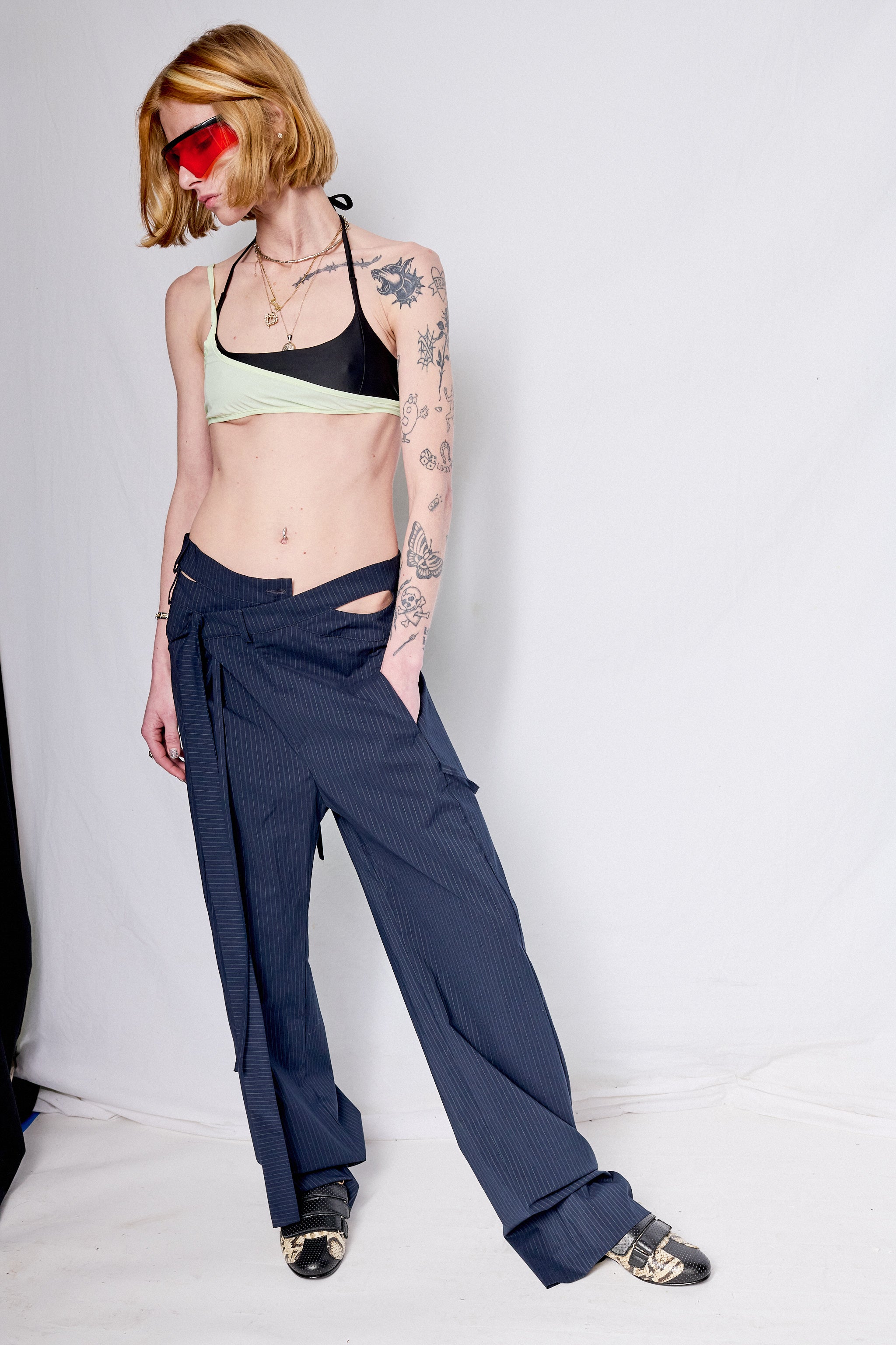 Green/Black Bikini Top