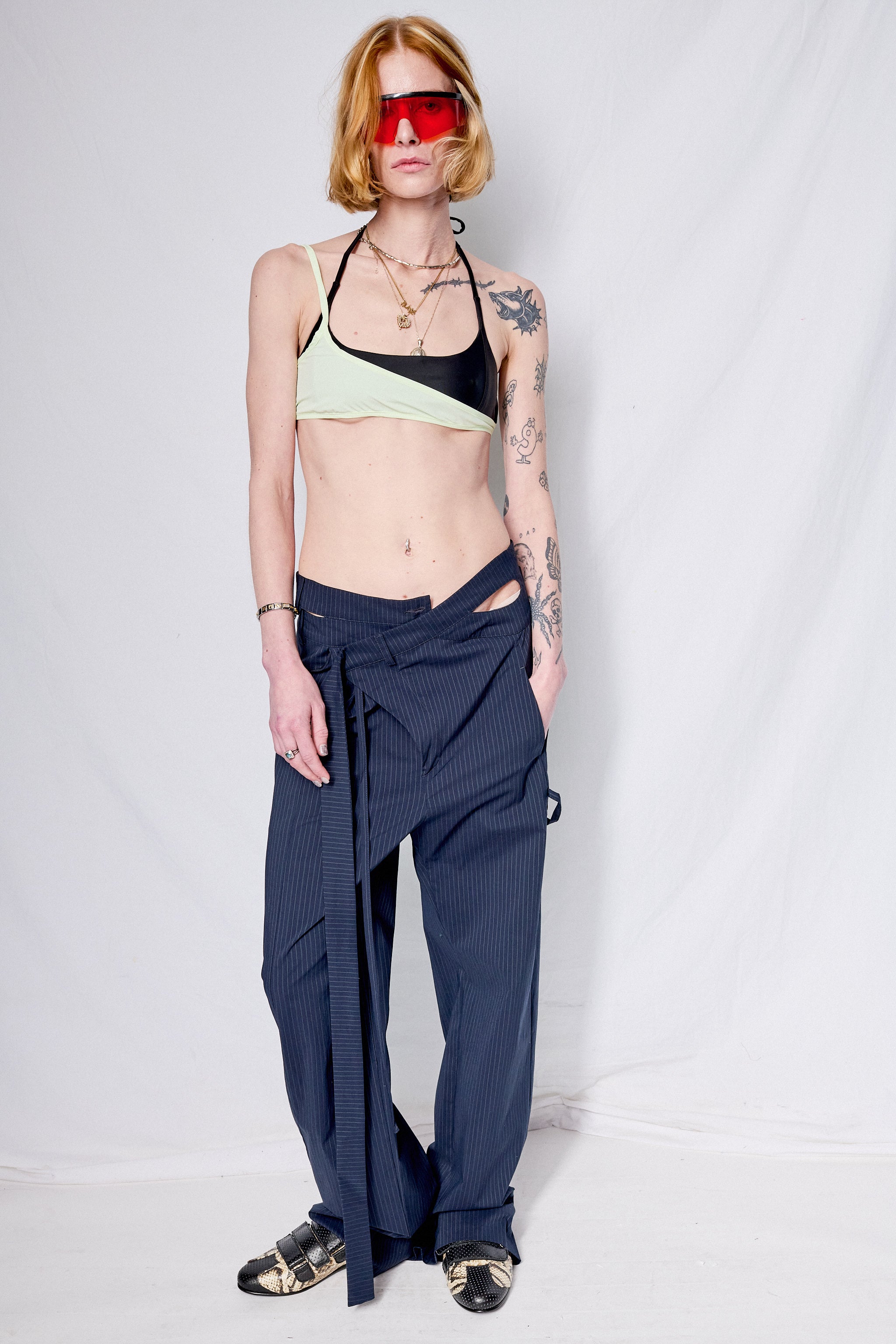 Green/Black Bikini Top