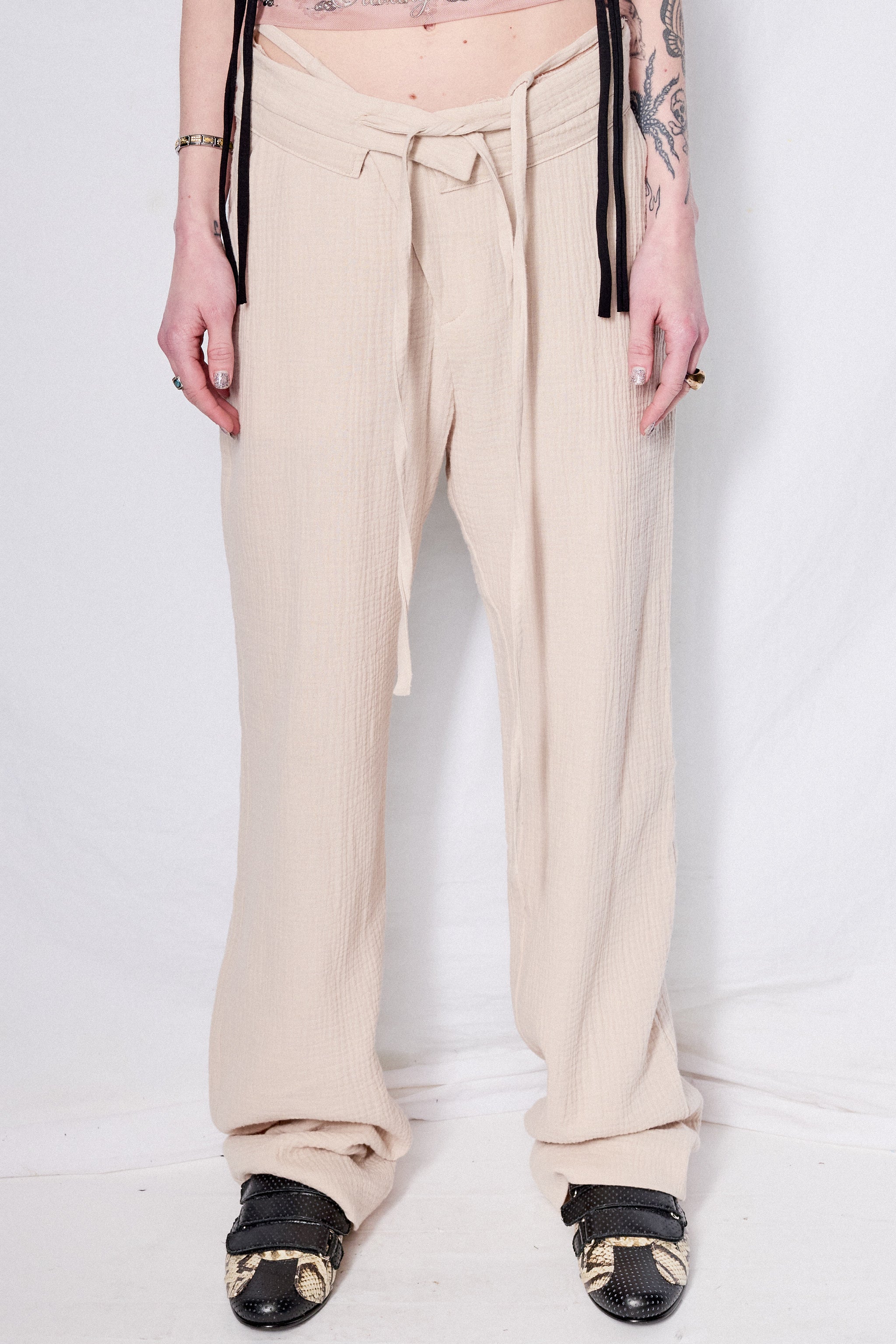 Stone Double Fold Mousseline Suit Pants