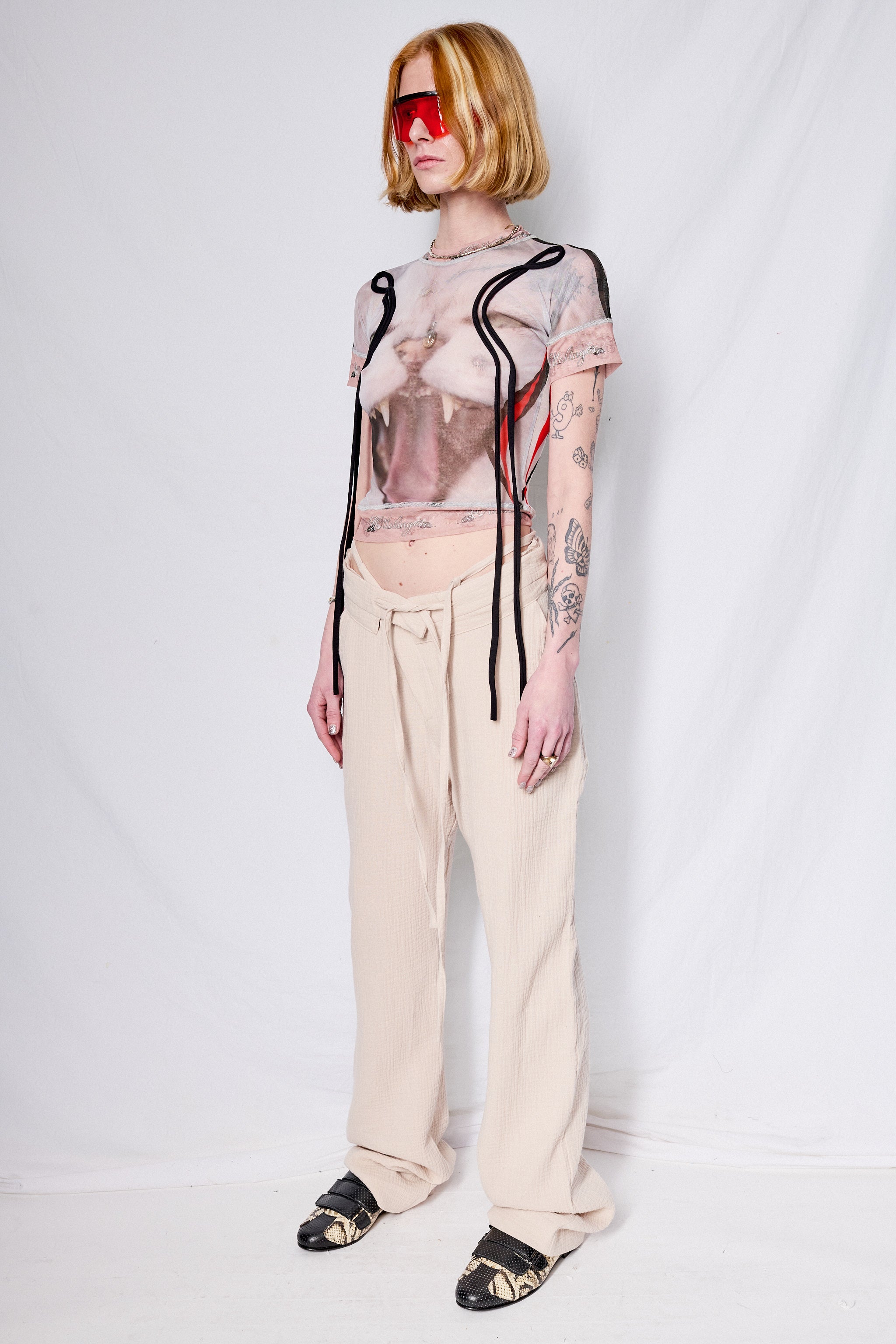 Stone Double Fold Mousseline Suit Pants