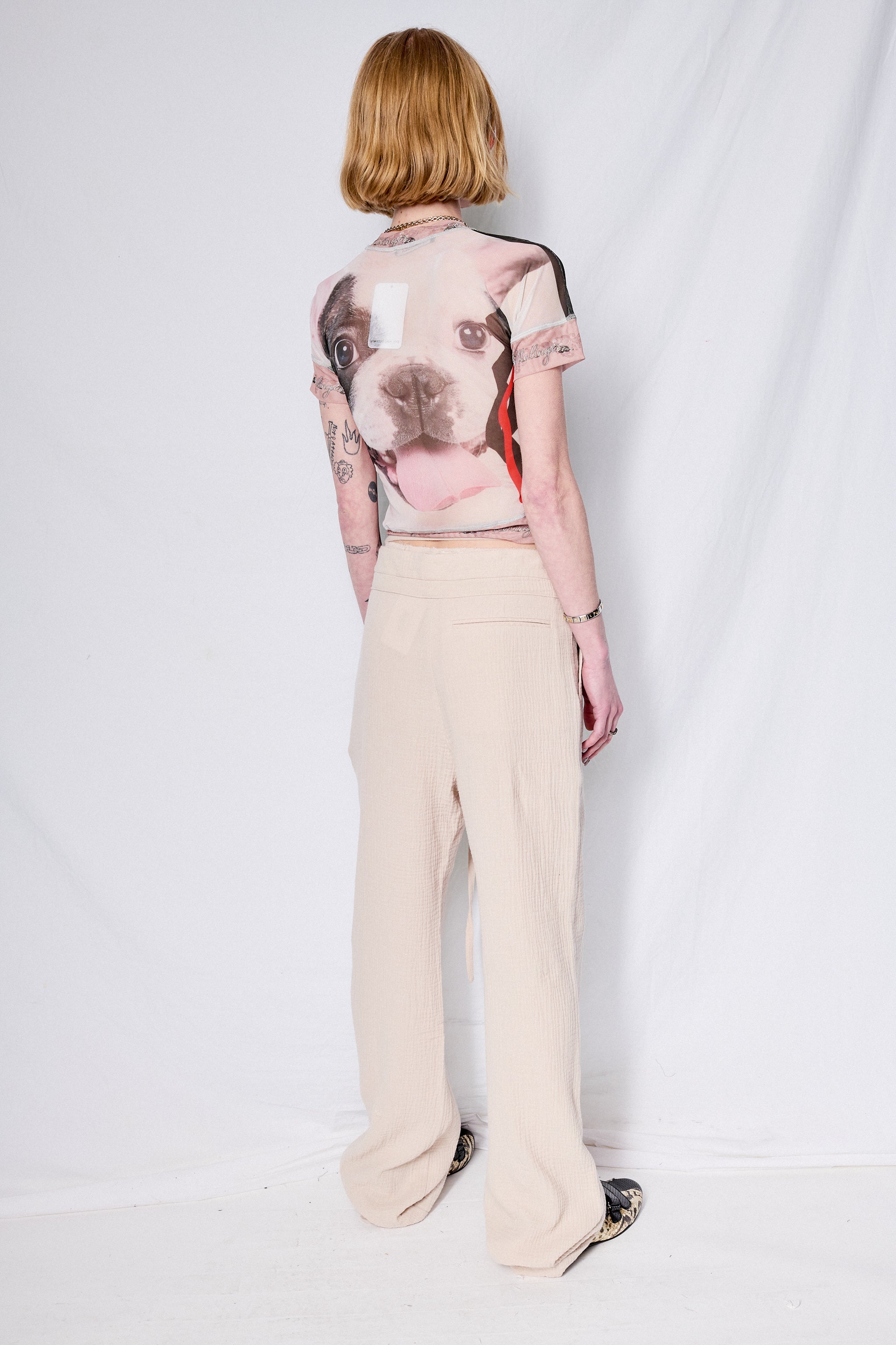 Cat Print Mesh T-Shirt