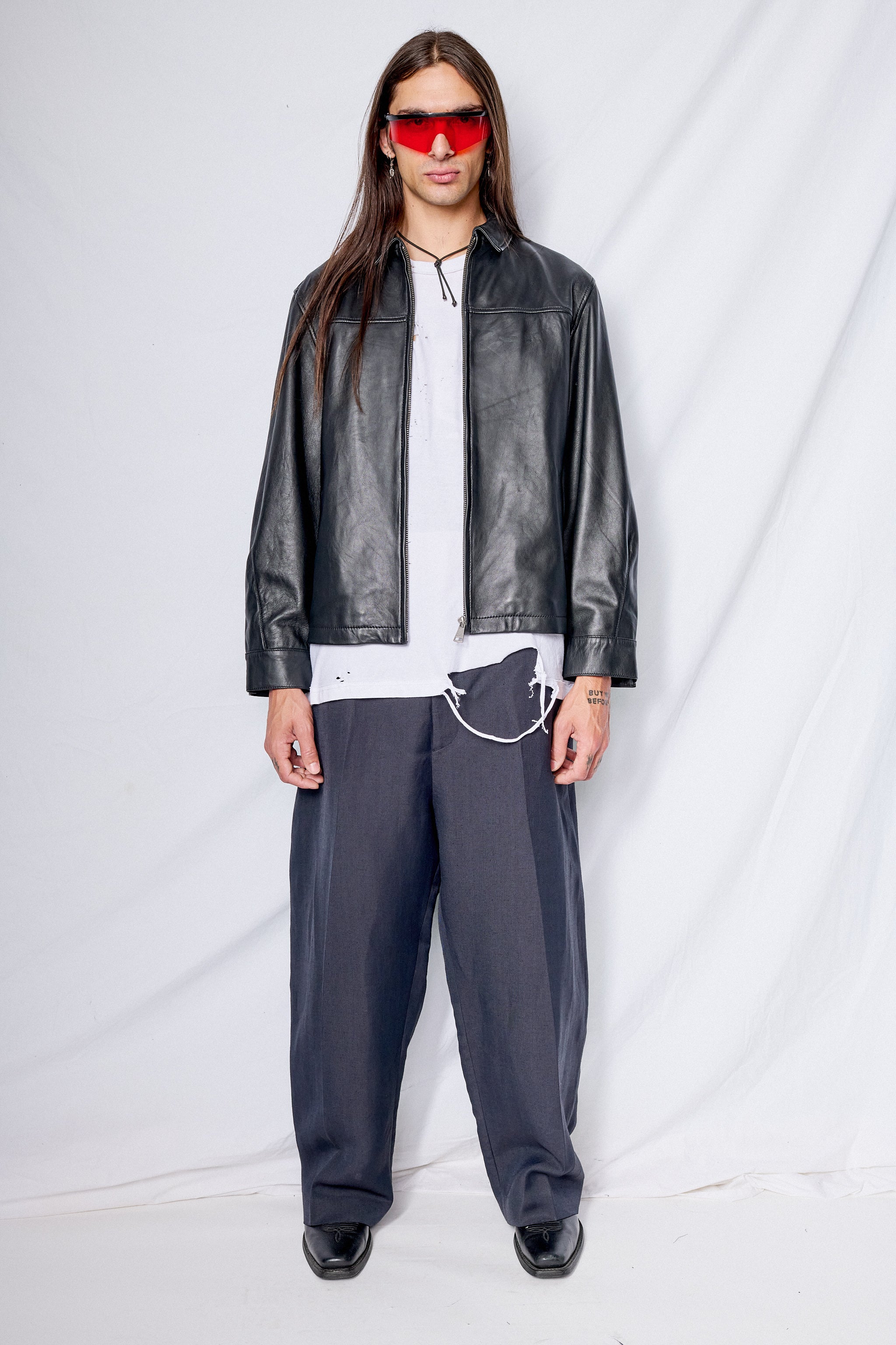 Black Leather Zip Jacket