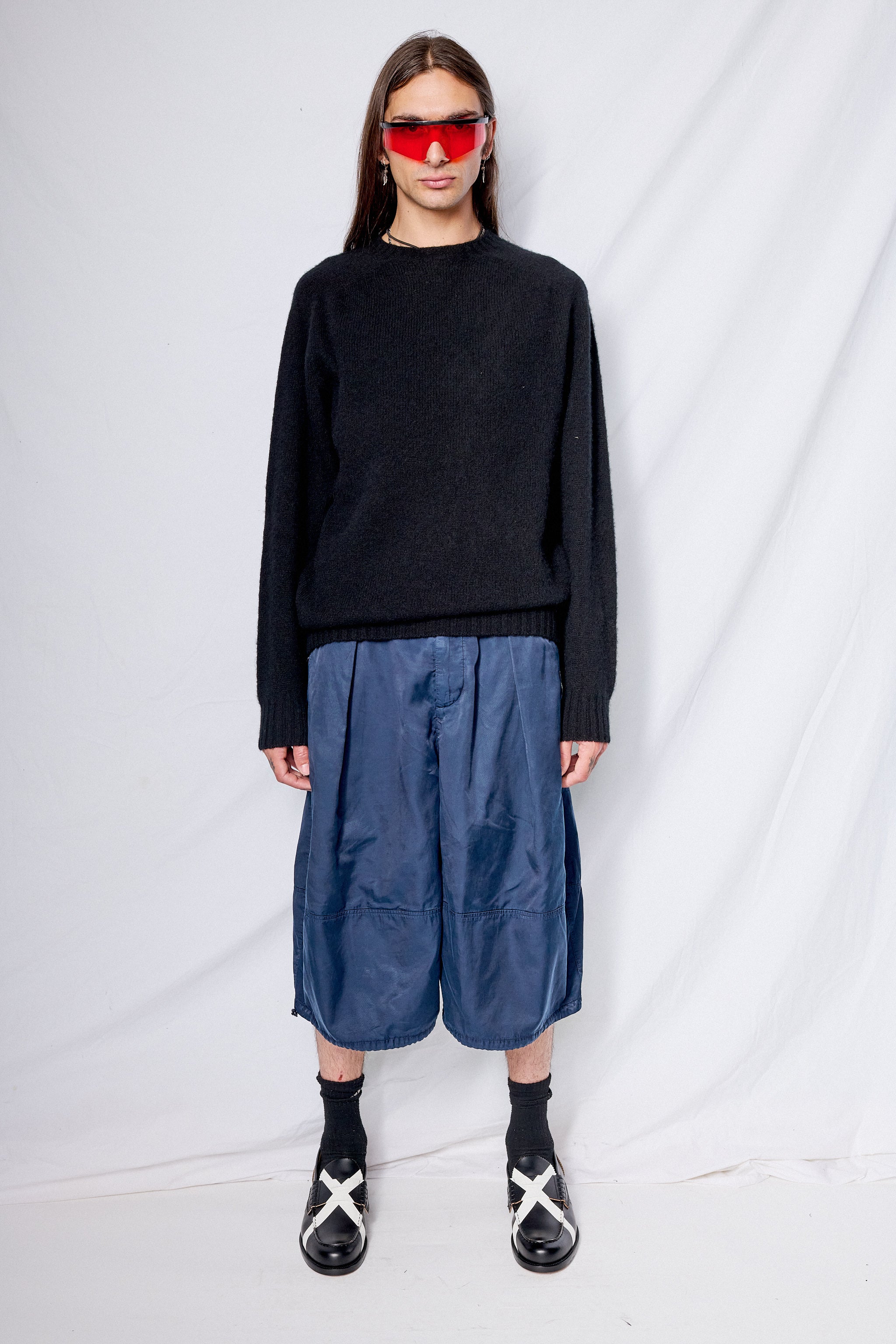 Black Suedehead Crew Neck Knit