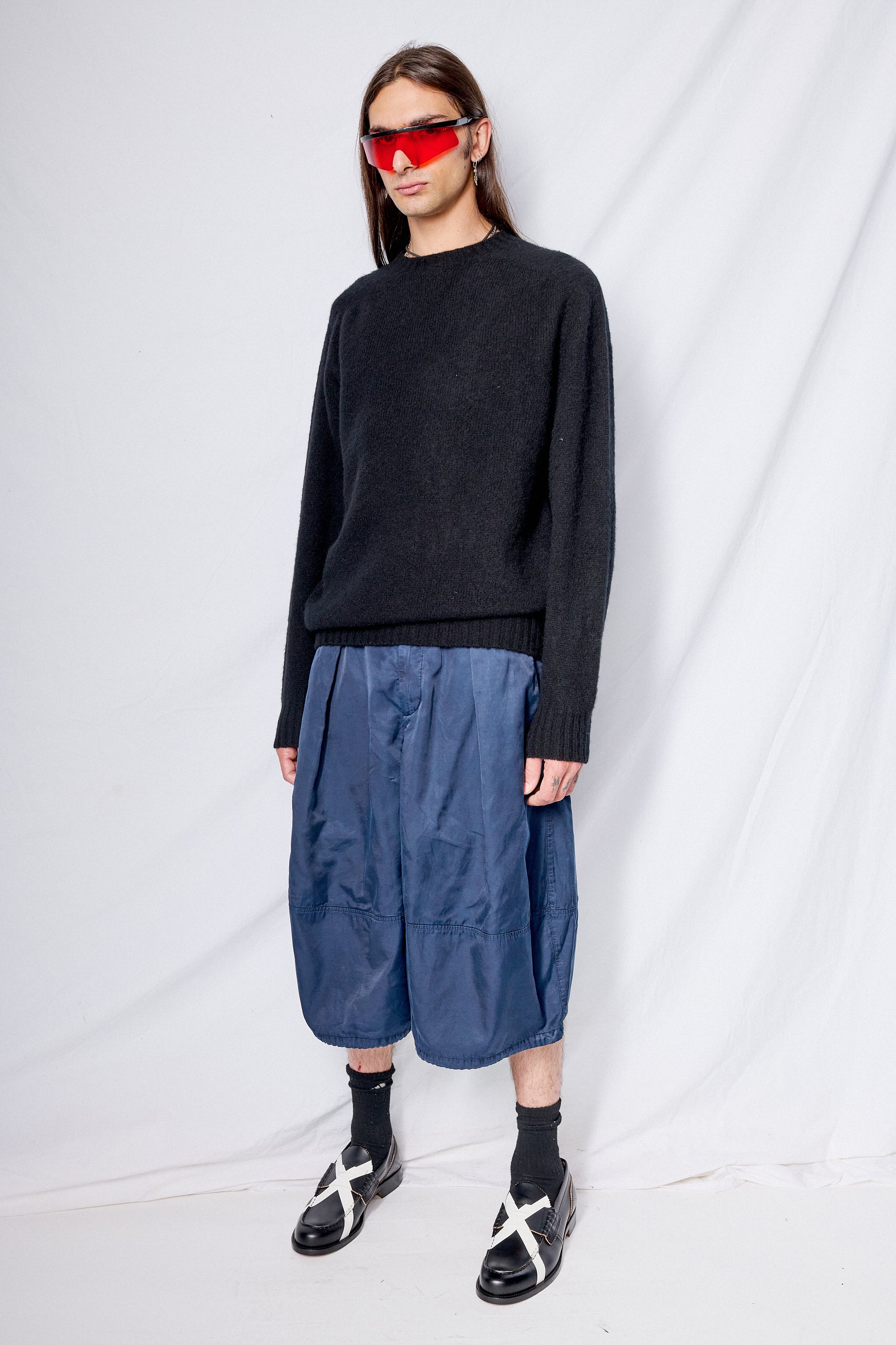 Black Suedehead Crew Neck Knit