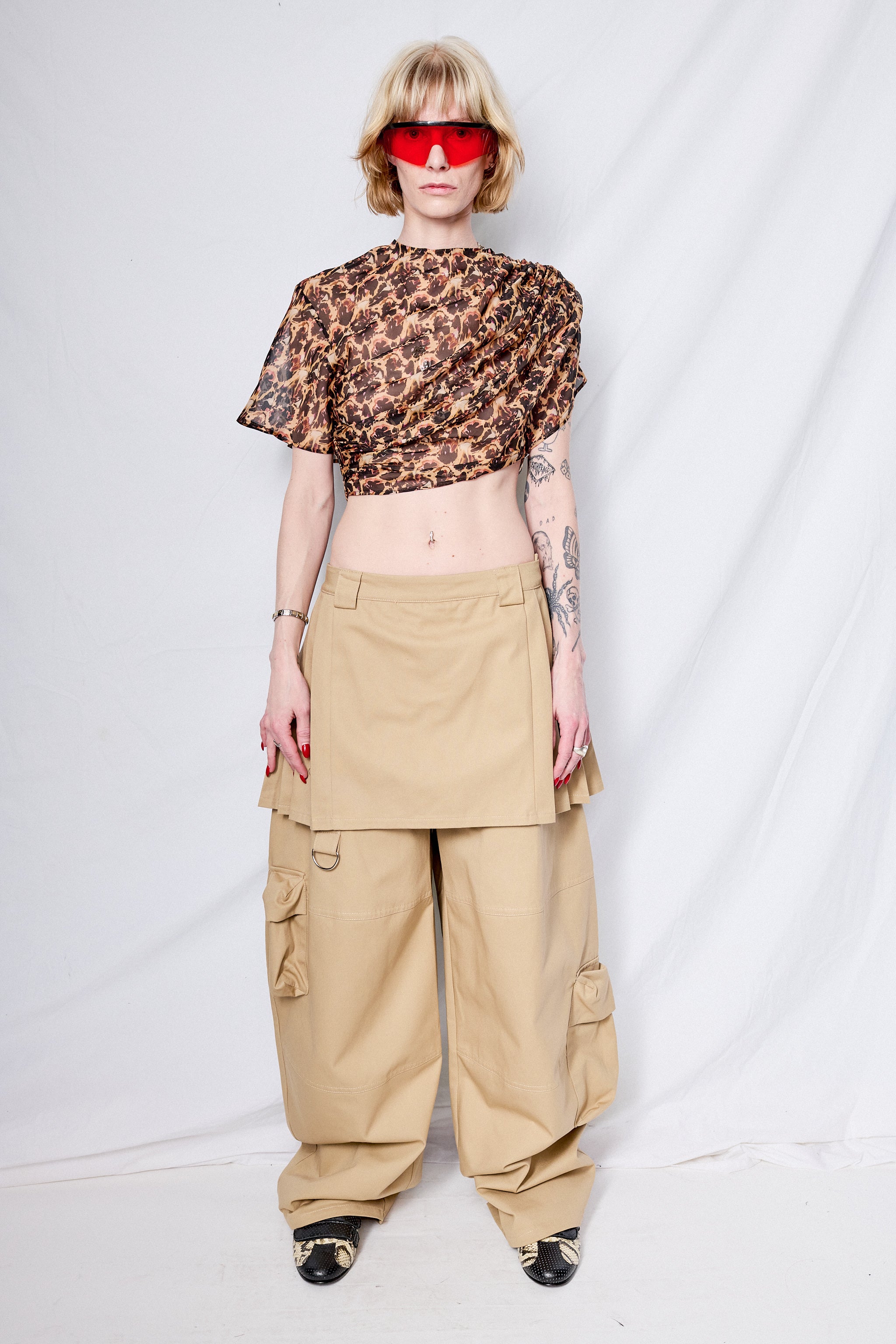 Leopard Peony Eva Draped Top