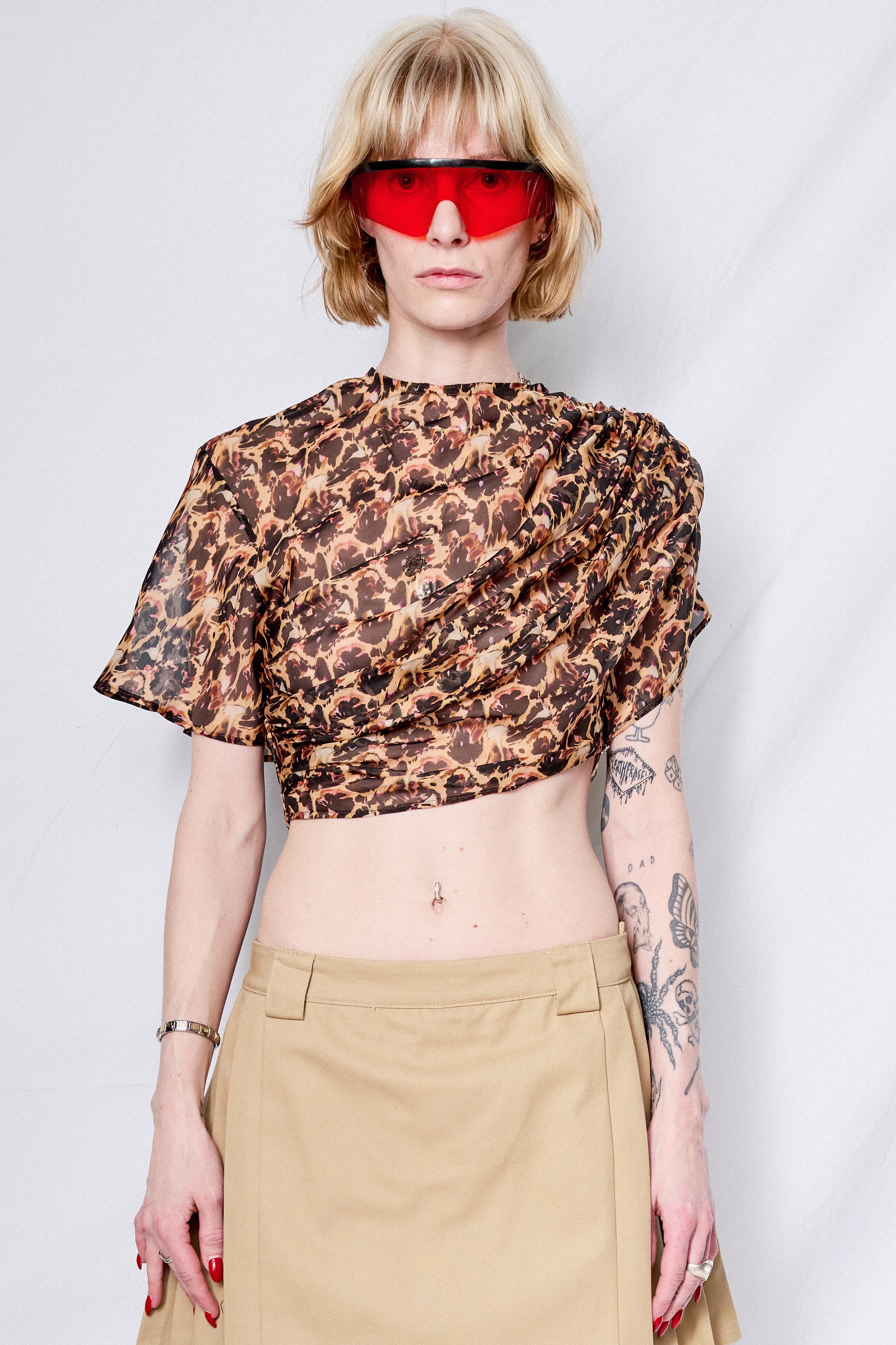 Leopard Peony Eva Draped Top