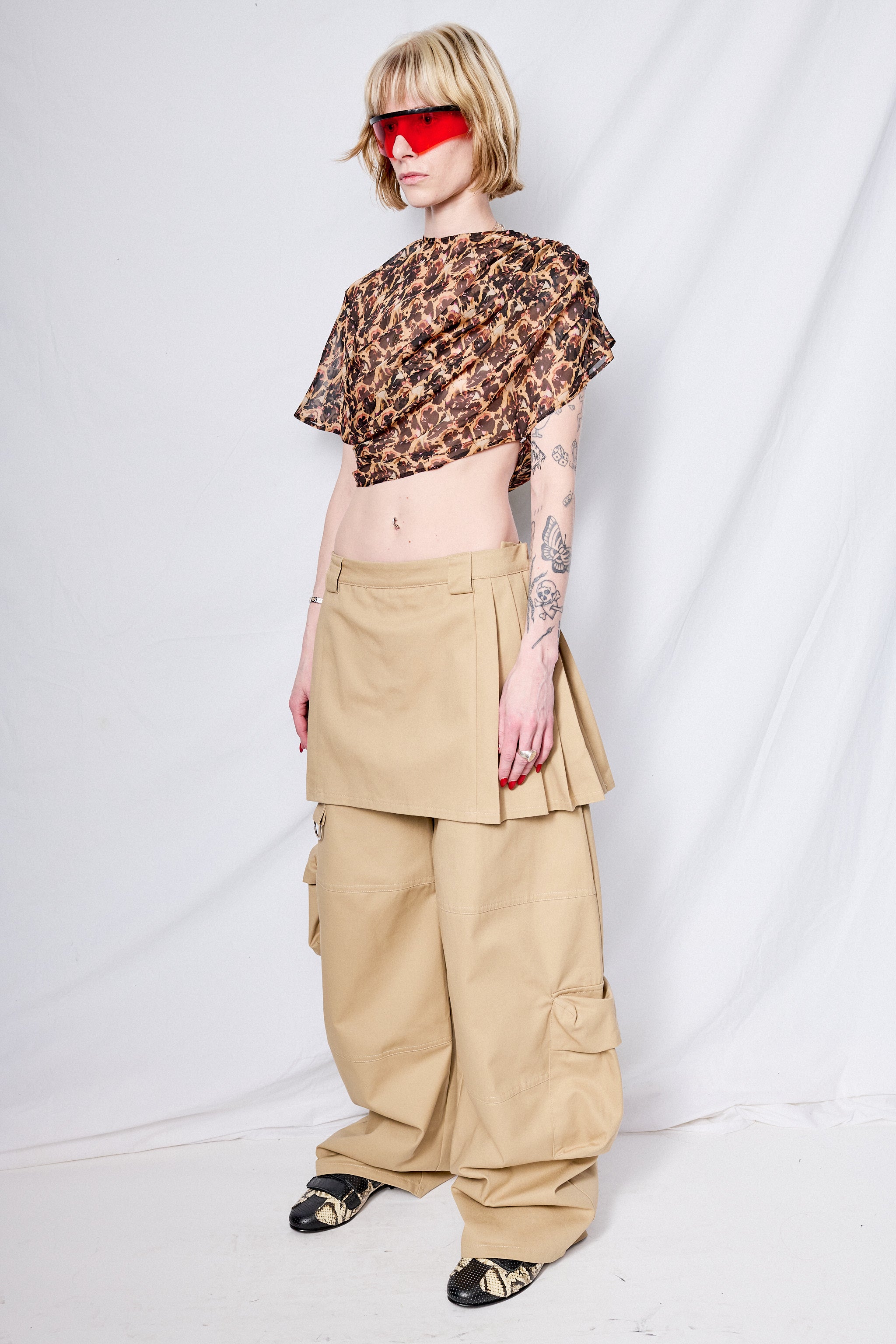 Leopard Peony Eva Draped Top