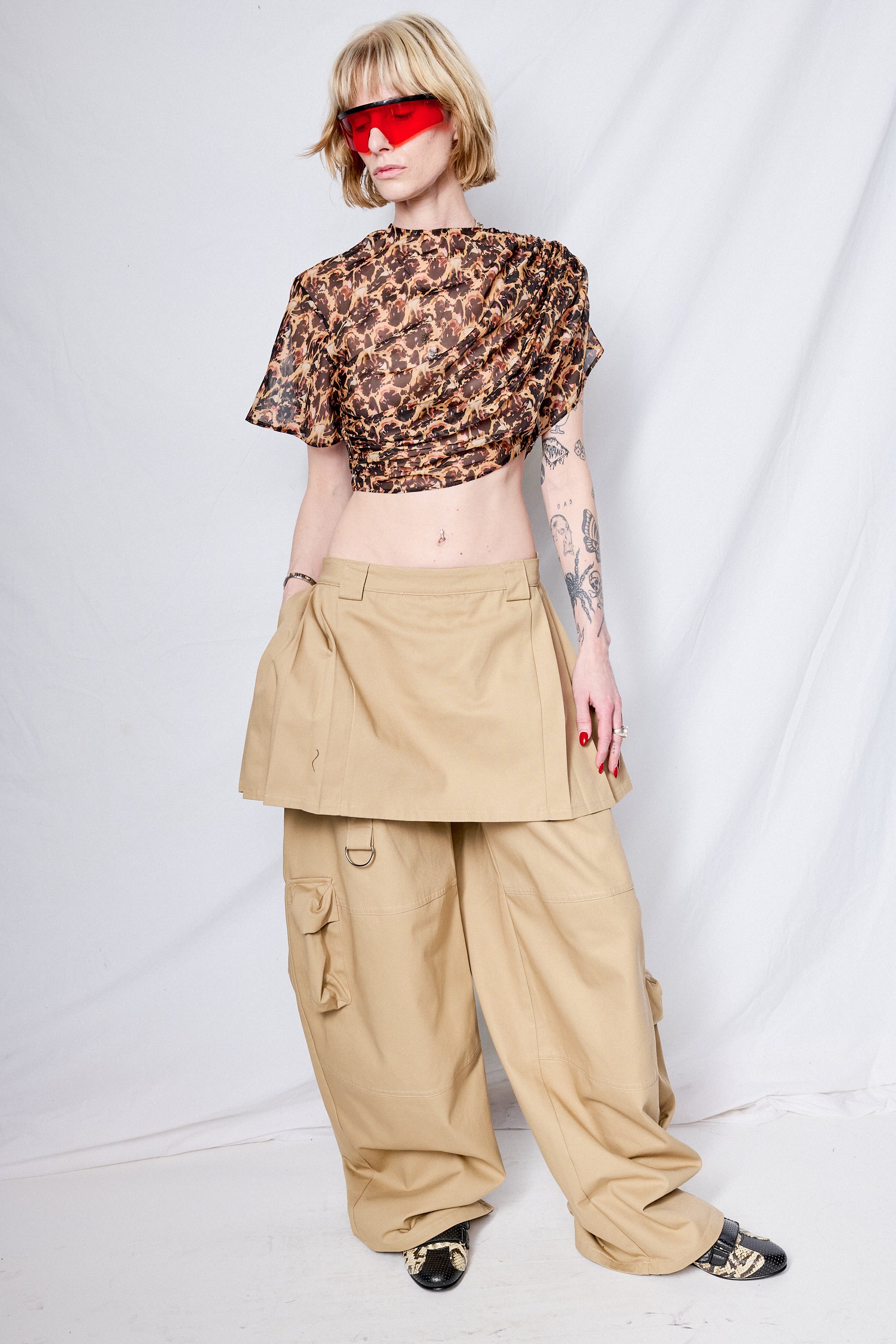 Leopard Peony Eva Draped Top