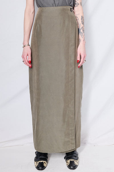 White Plaid Long Wrap Skirt - Assembly New York