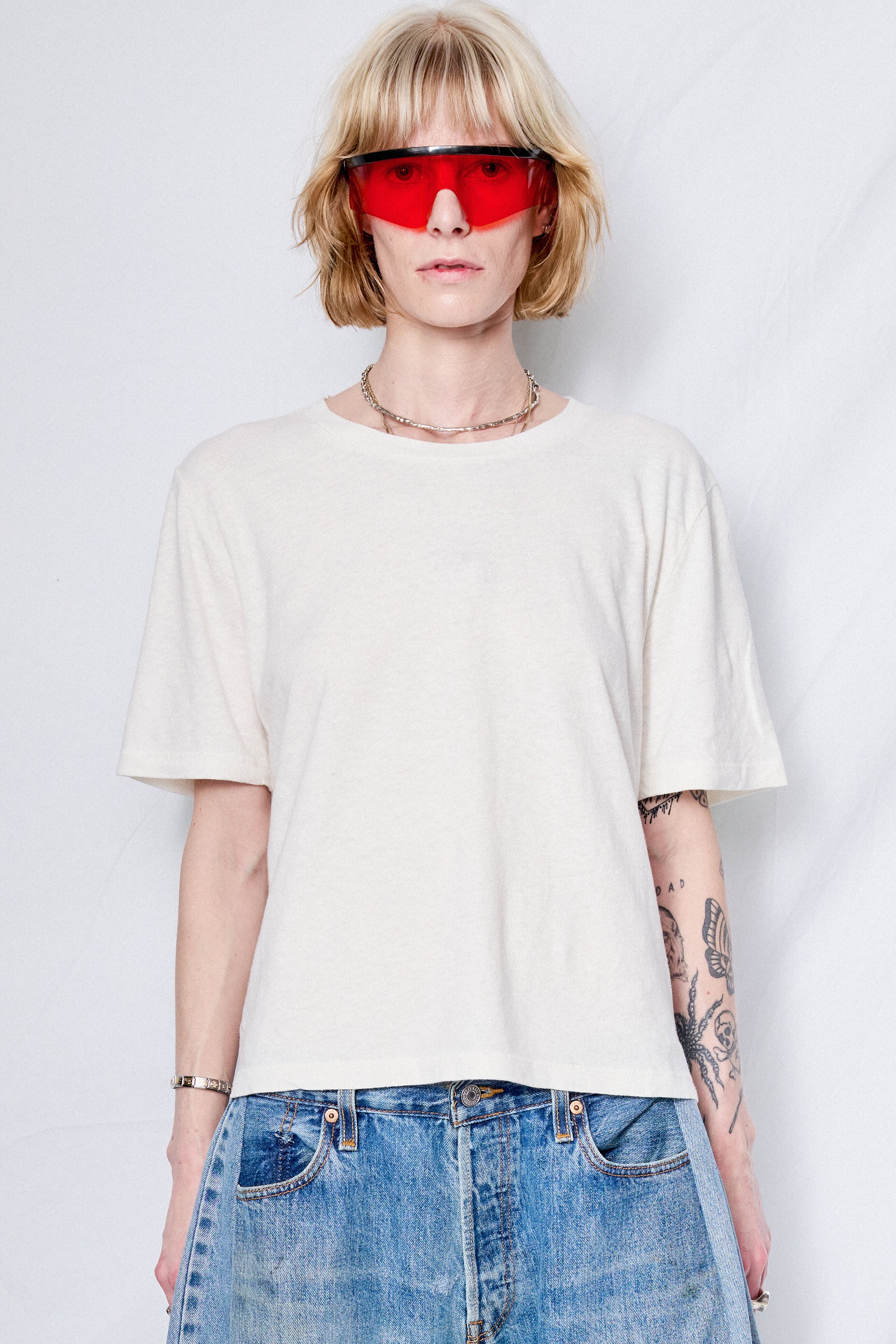 White Cropped Silverlake Tee