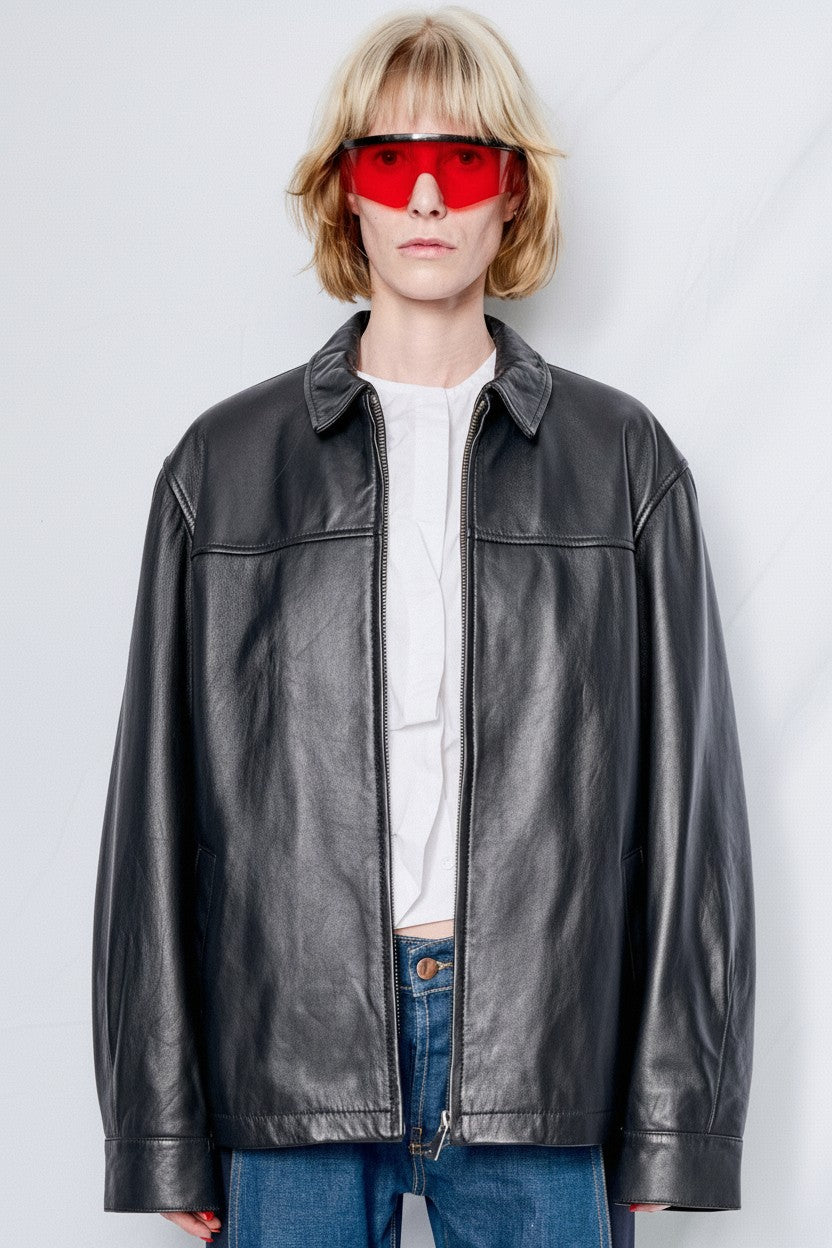 Black Leather Zip Jacket