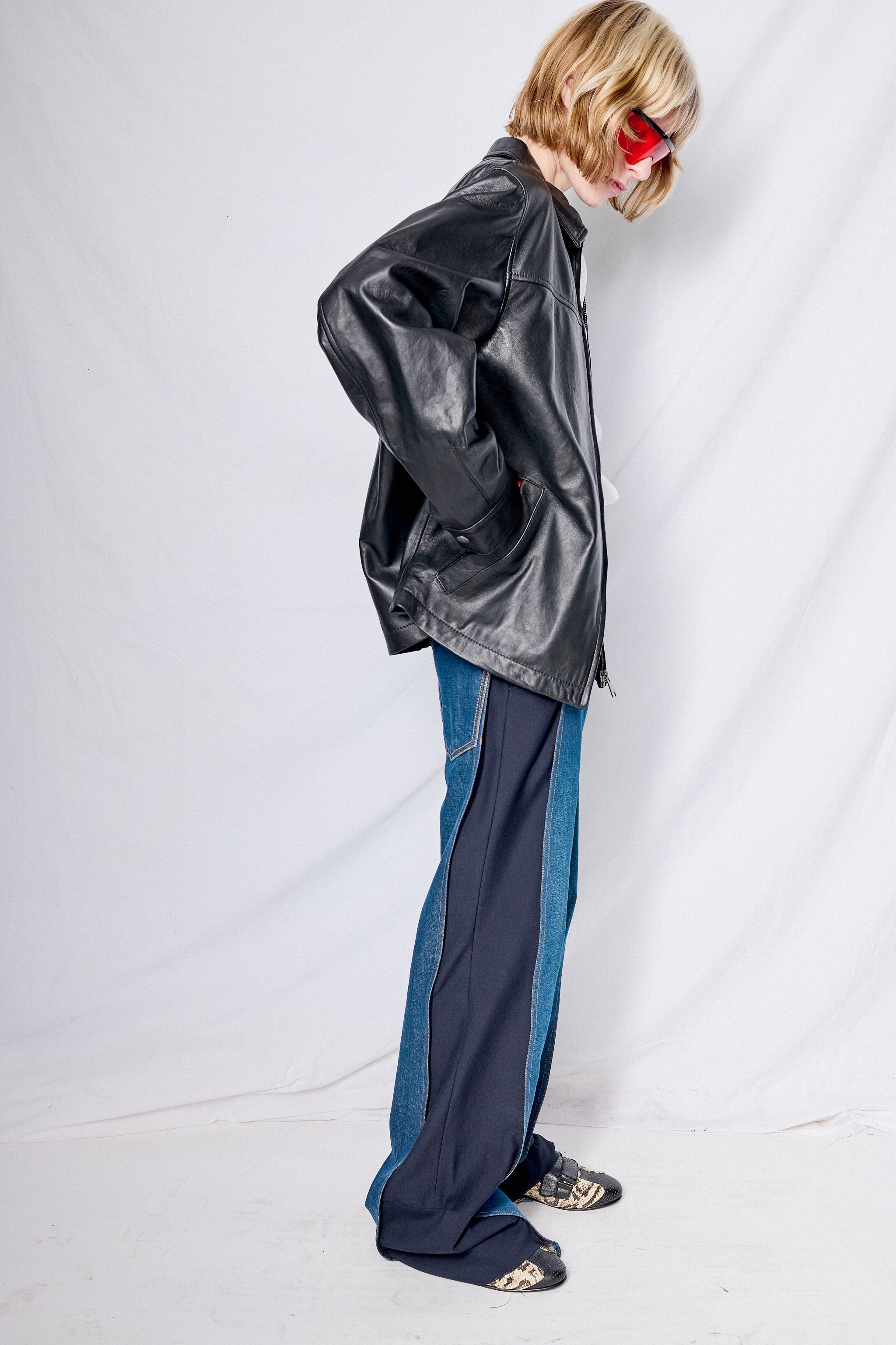 Black Leather Zip Jacket - Assembly New York