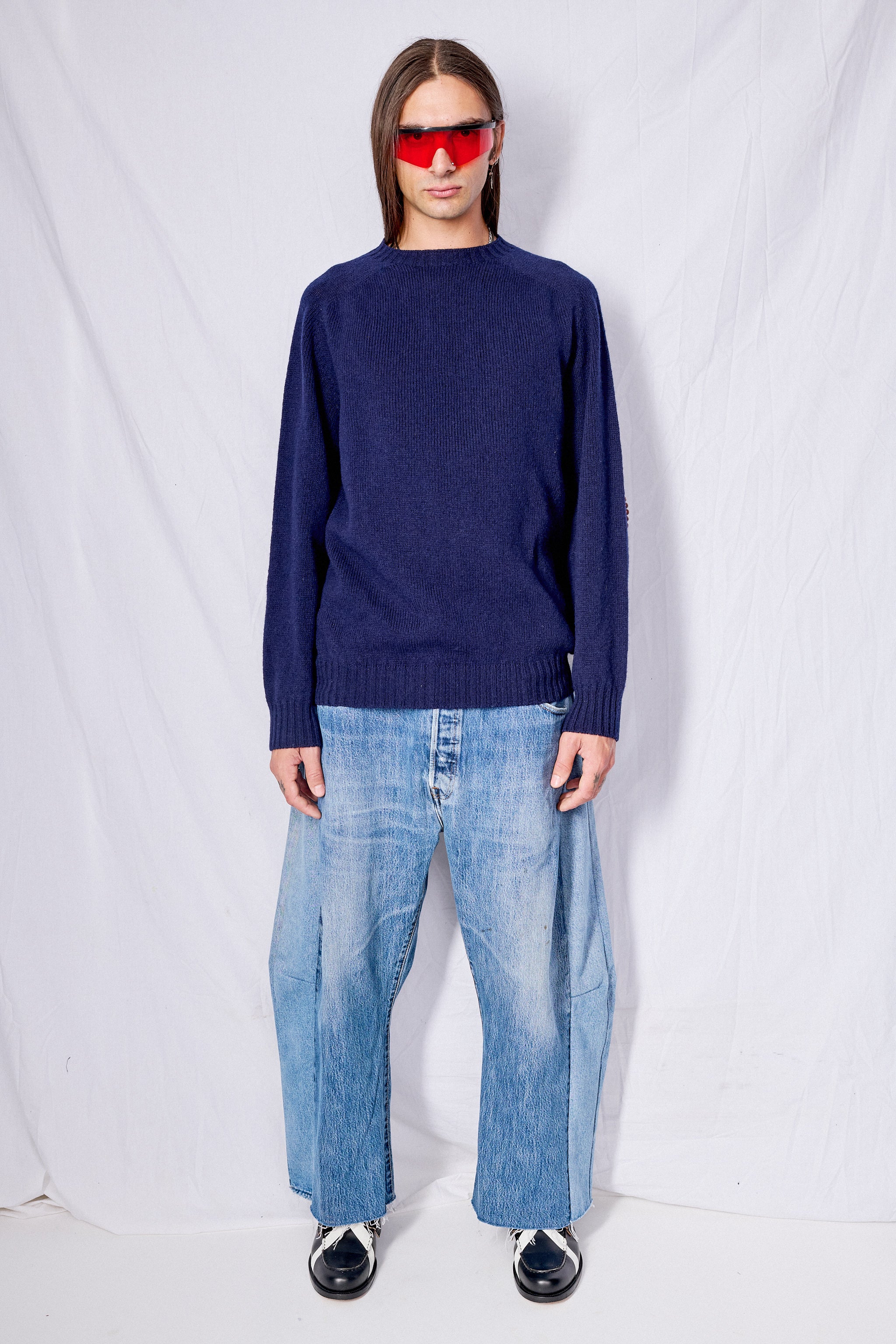 Navy/Brown No.75 Pearlpad Sweater