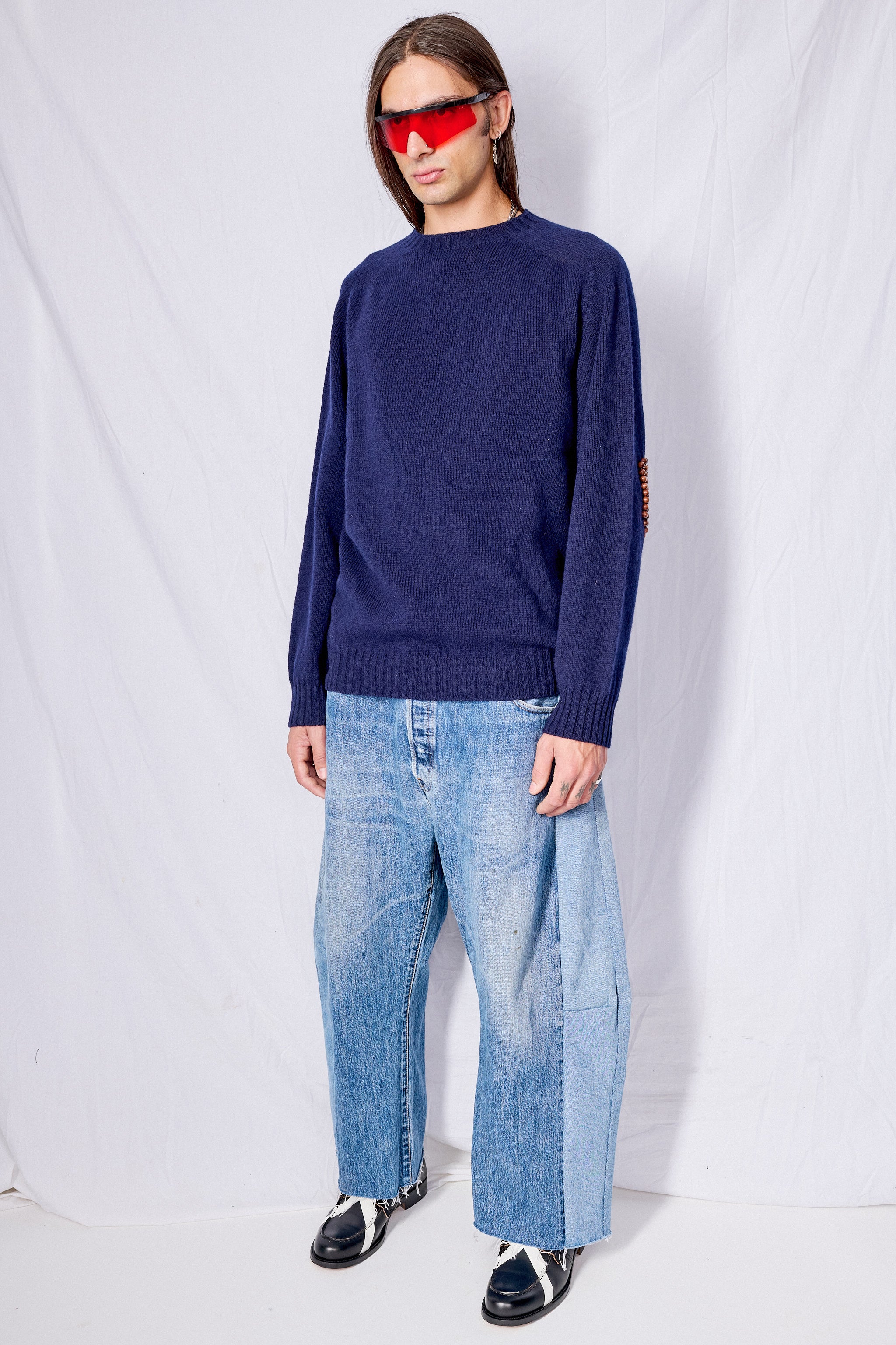 Navy/Brown No.75 Pearlpad Sweater