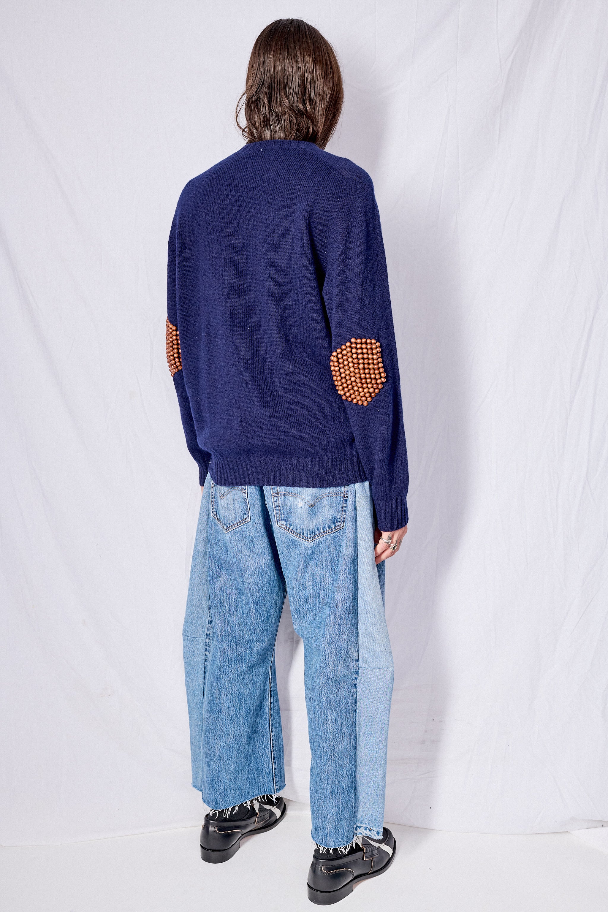 Navy/Brown No.75 Pearlpad Sweater