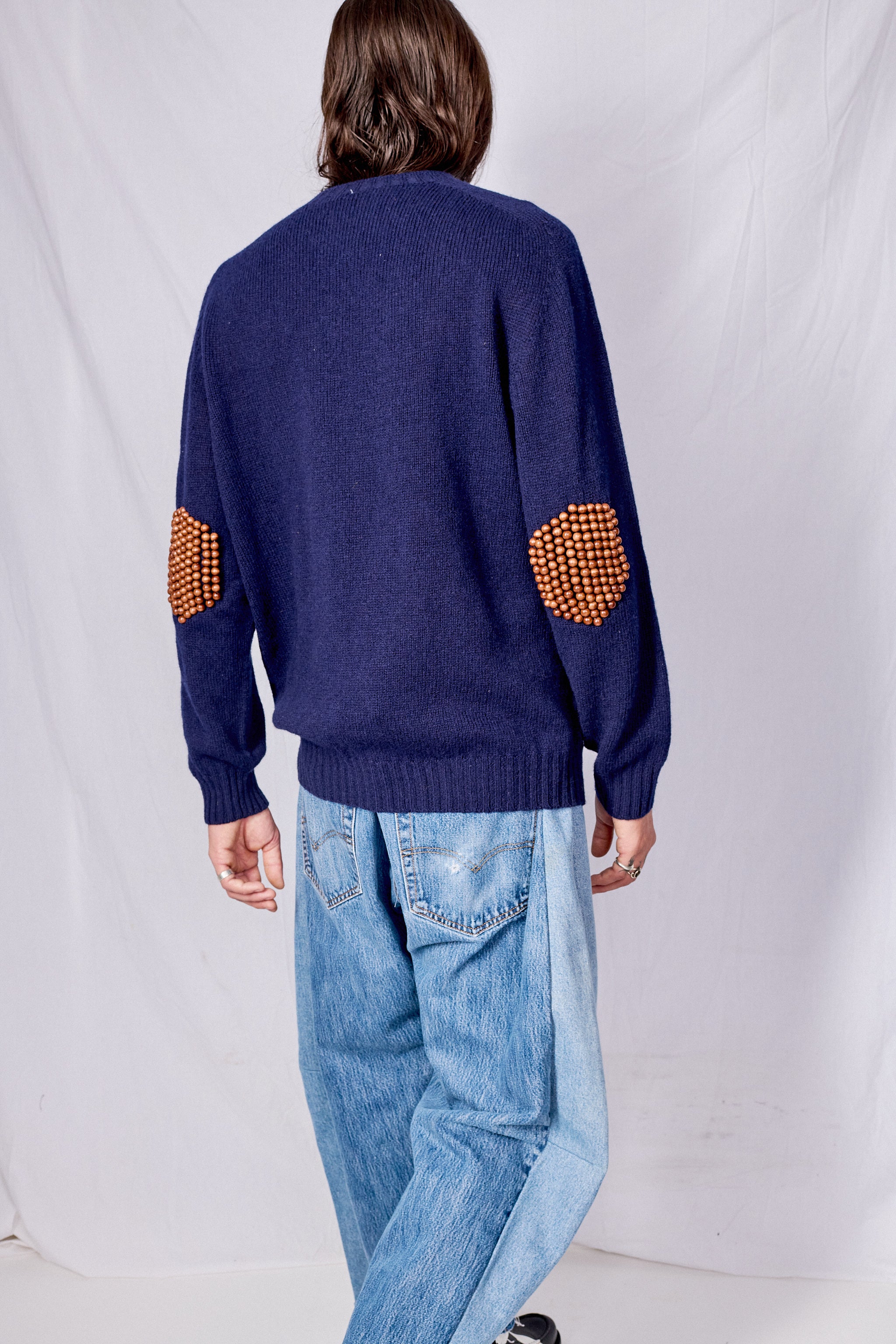 Navy/Brown No.75 Pearlpad Sweater