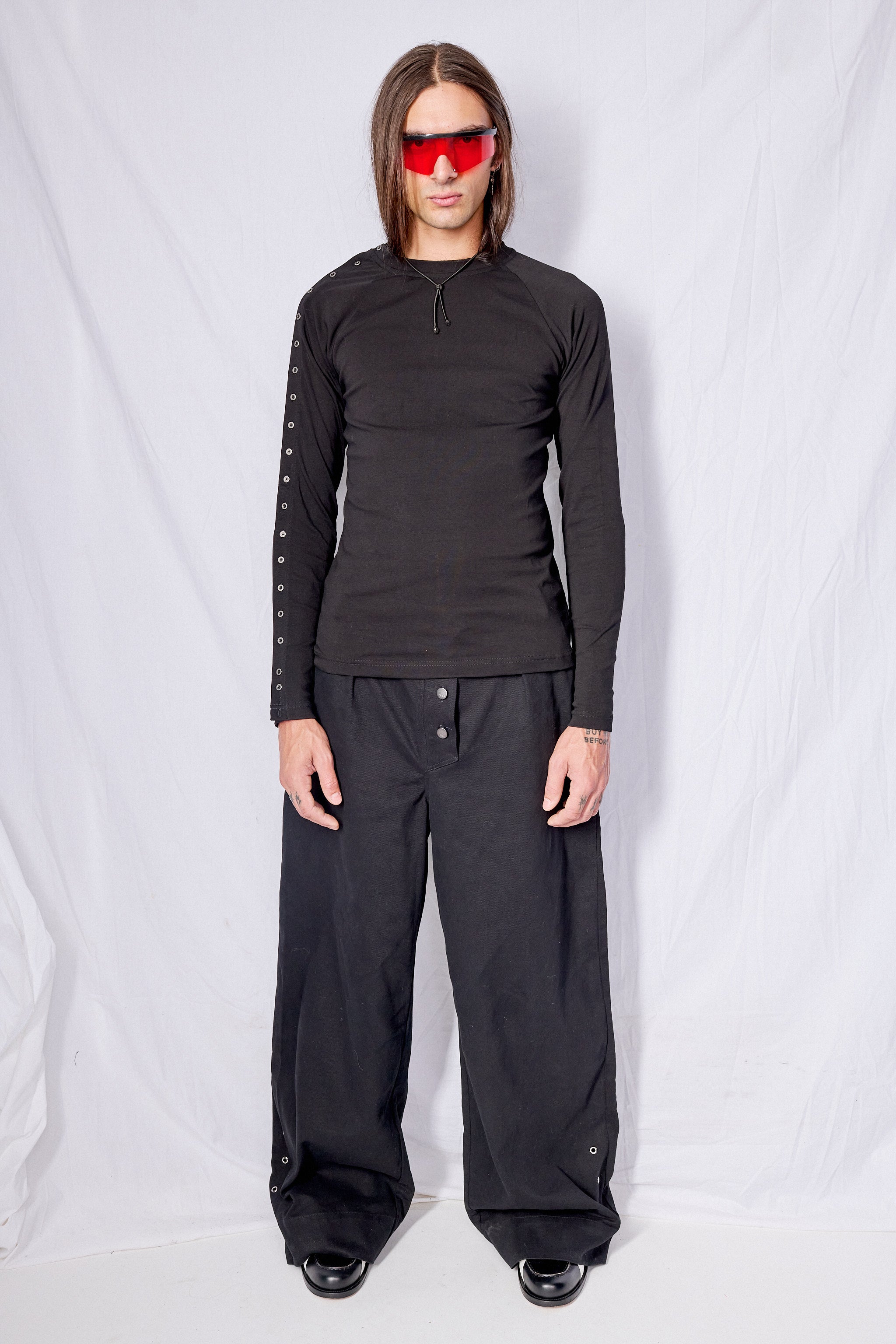 Black Ribbed Raglan Longsleeve