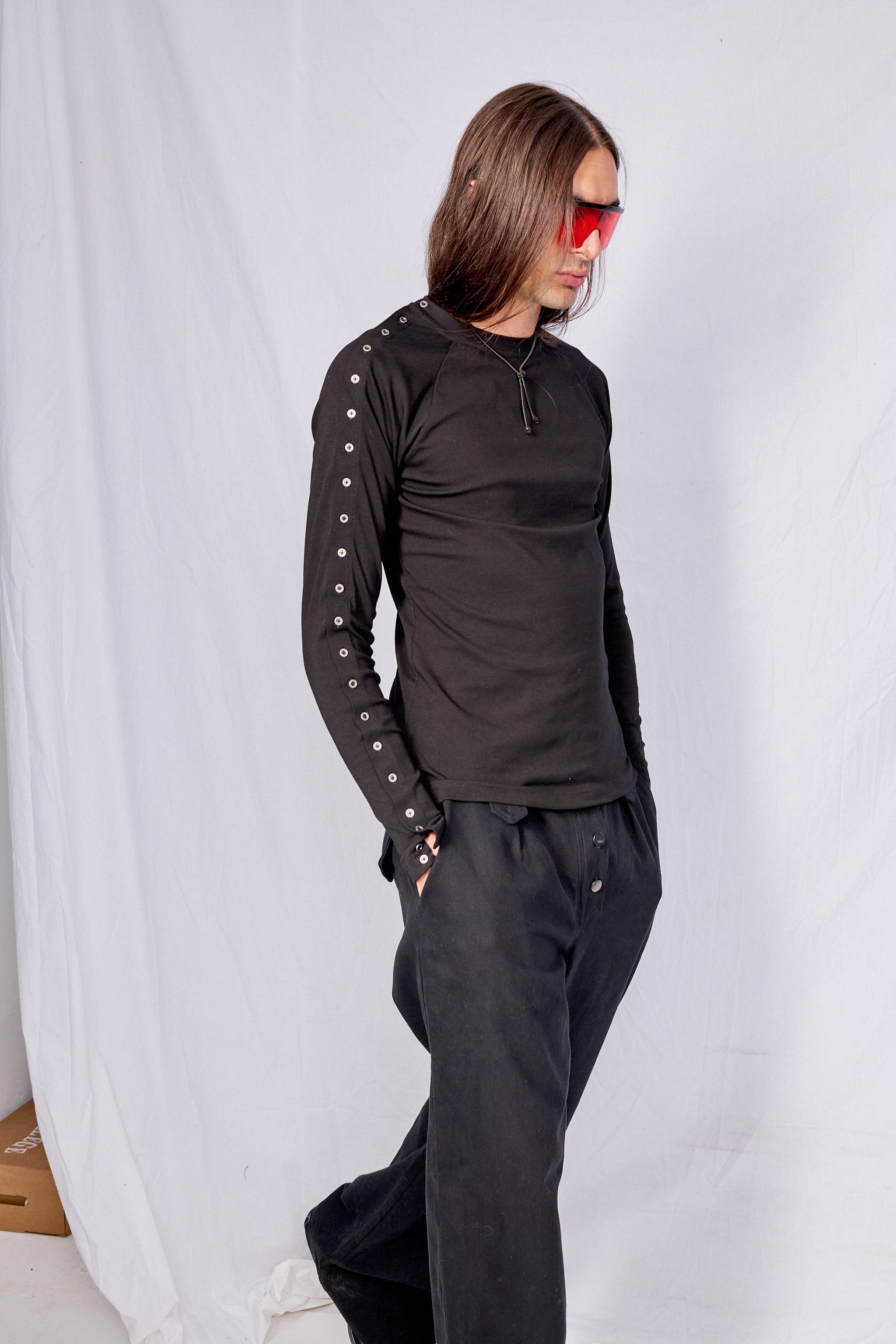 Black Ribbed Raglan Longsleeve