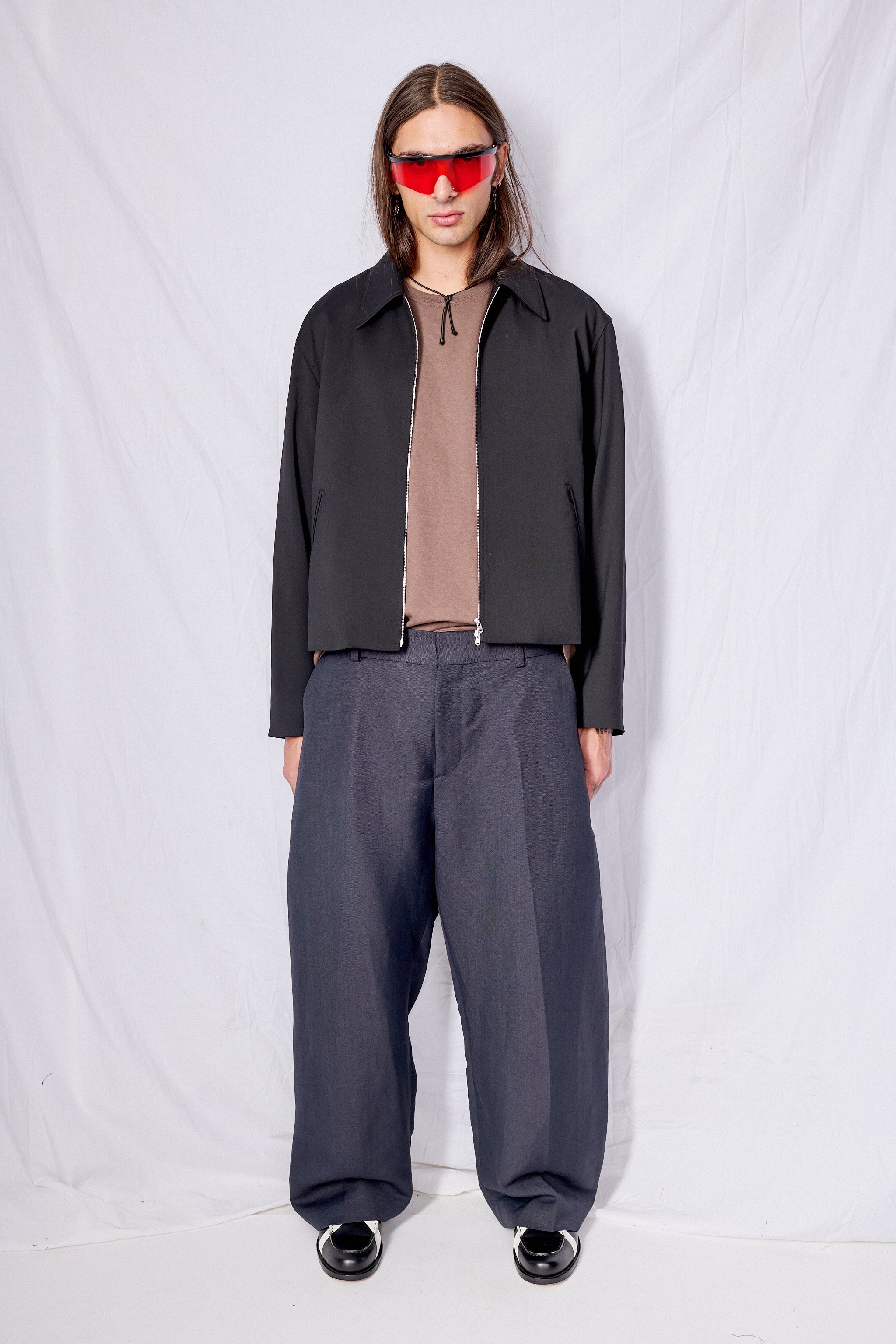 Black Worsted Wool Mini Jacket