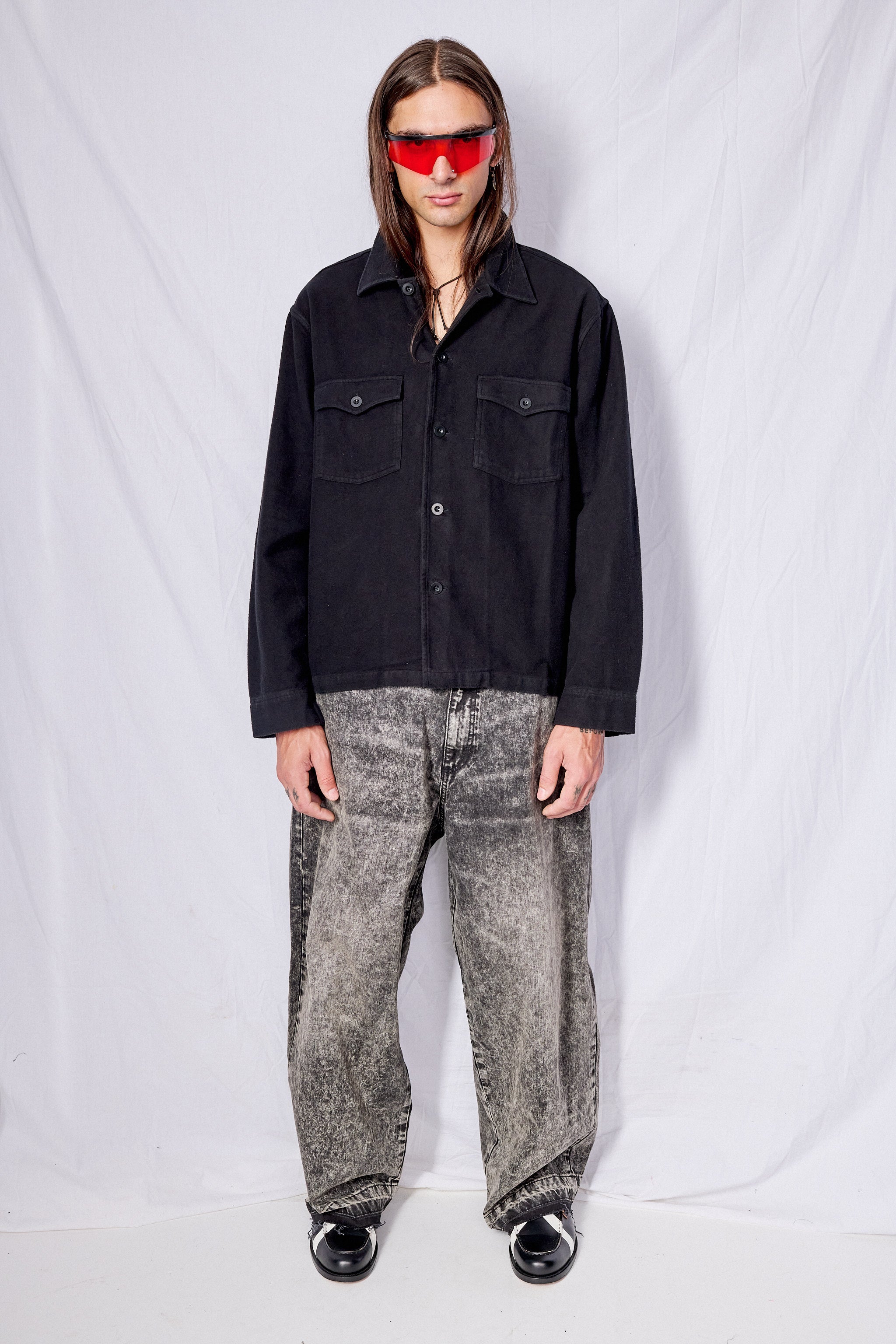 Black Brushed Cotton Evening Coach Jacket