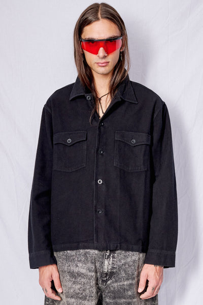 Black Brushed Cotton Evening Coach Jacket - Our Legacy