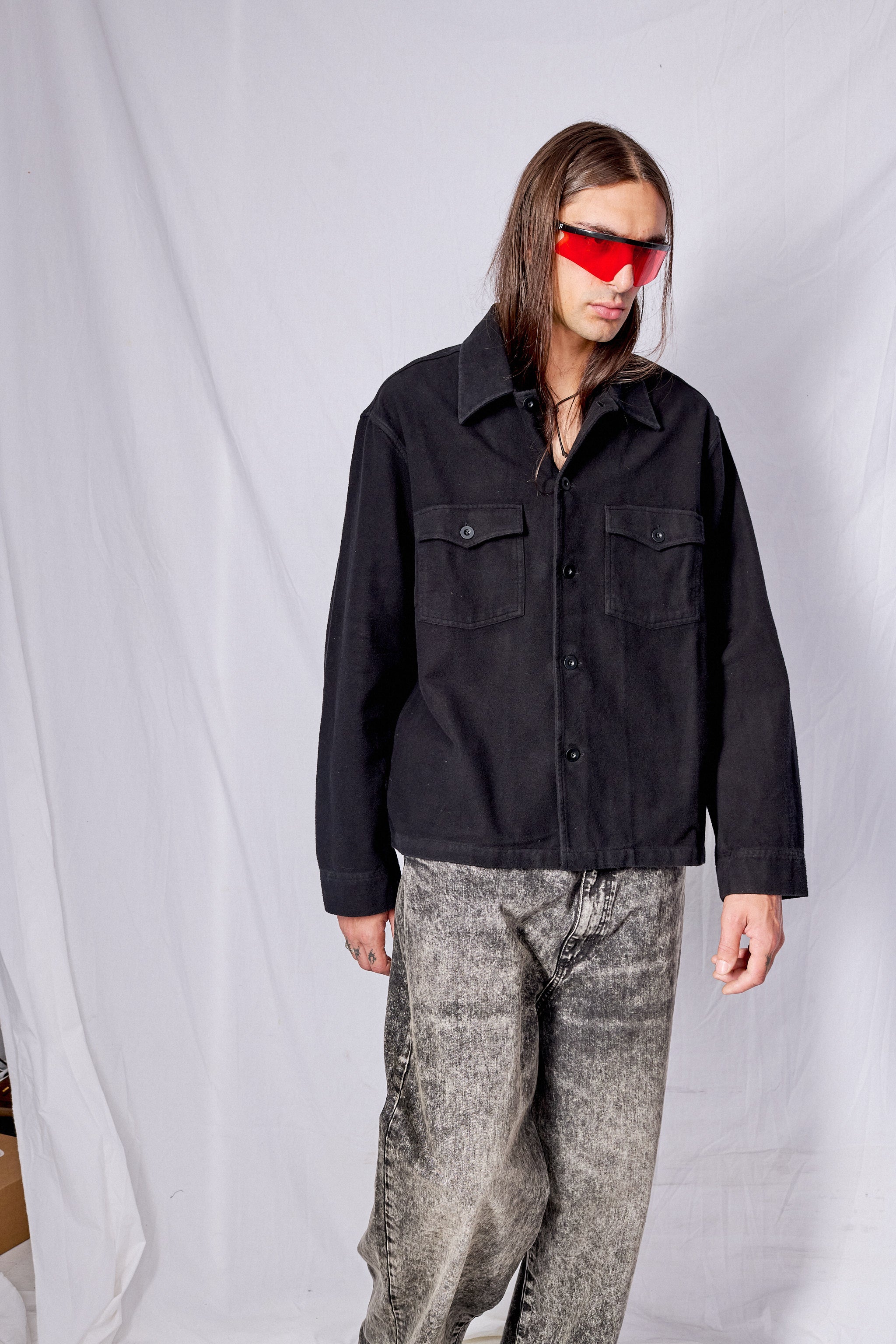 Black Brushed Cotton Evening Coach Jacket - Our Legacy