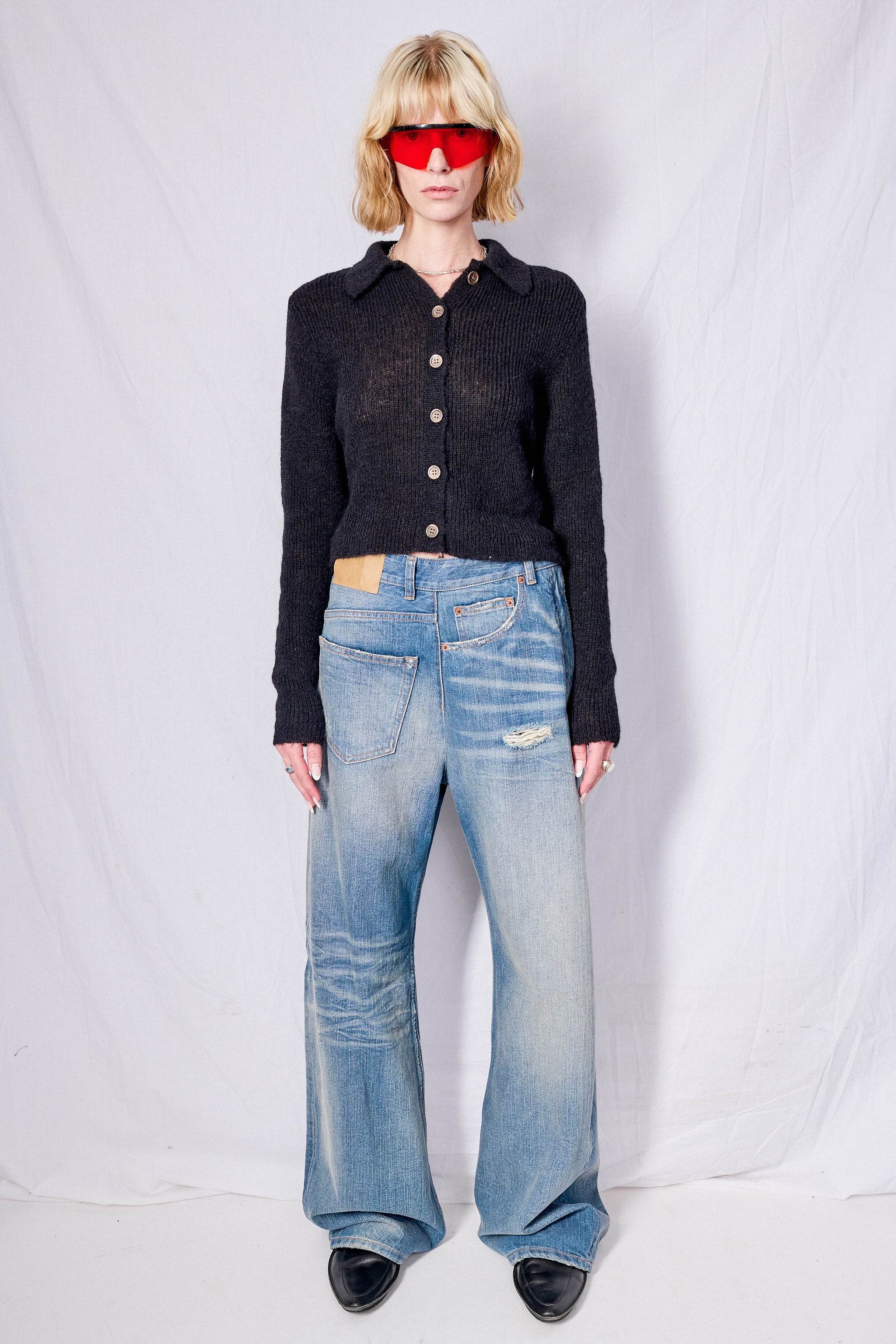 Black Fuzzy Alpaca Mazzy Polo