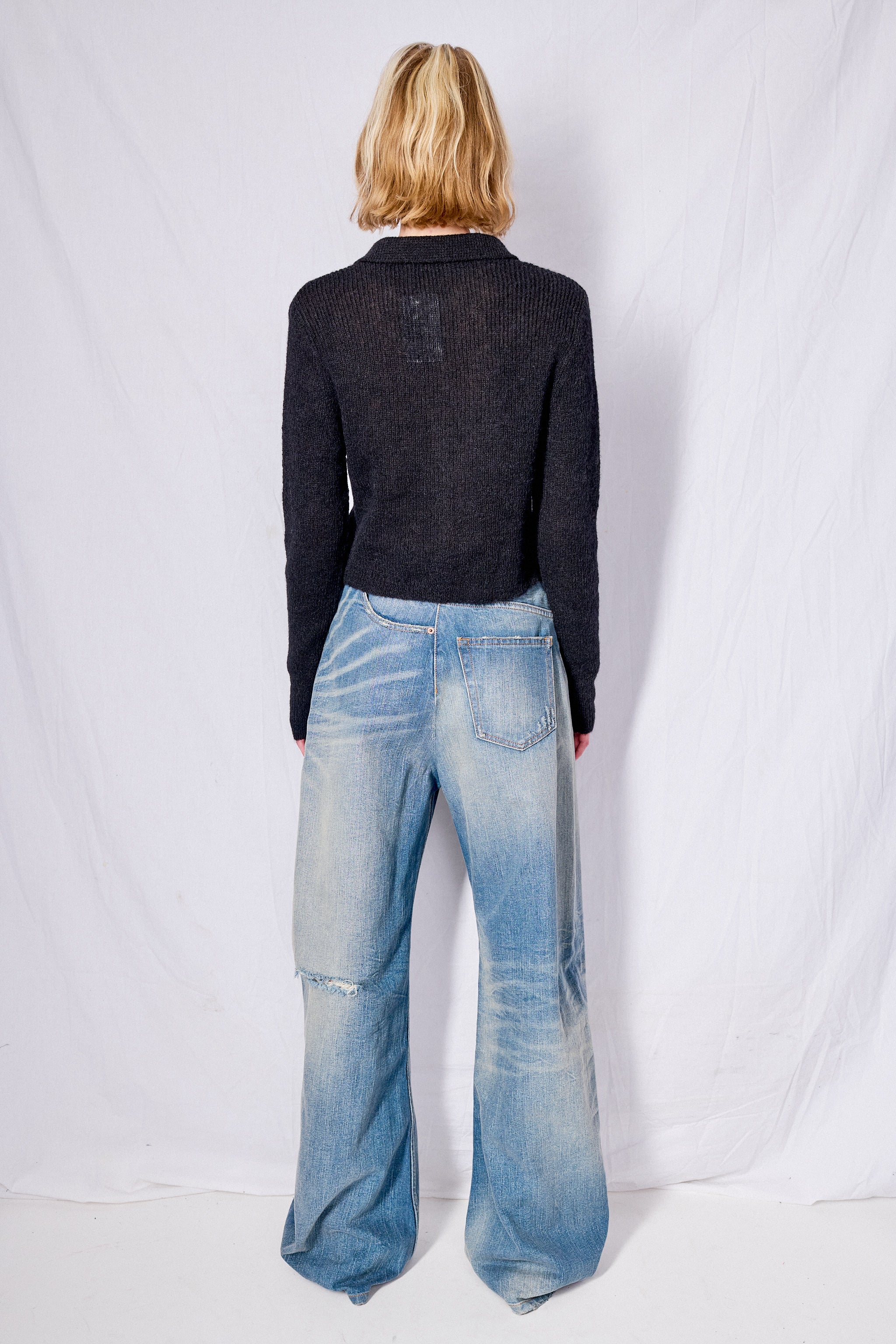 Black Fuzzy Alpaca Mazzy Polo