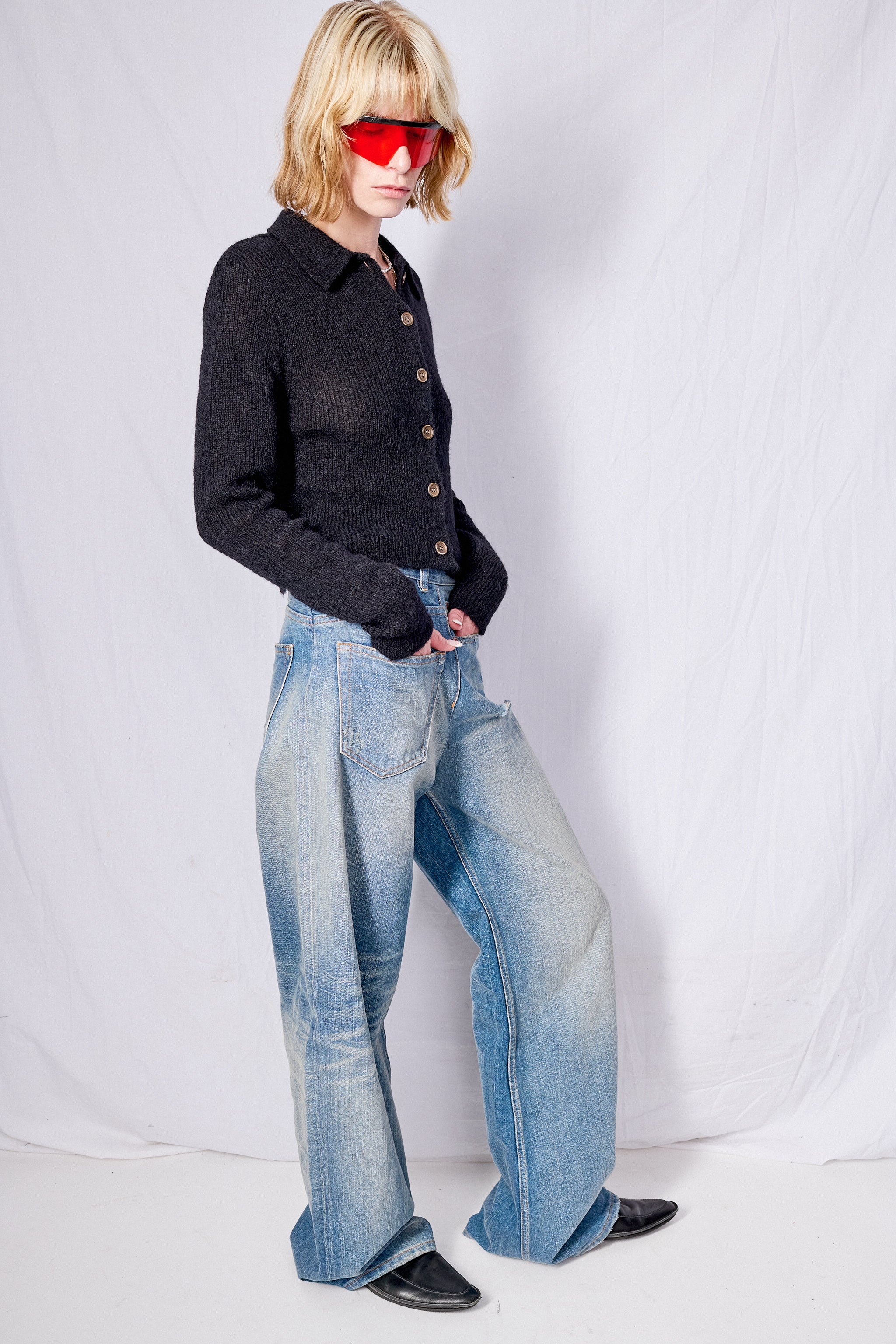 Black Fuzzy Alpaca Mazzy Polo