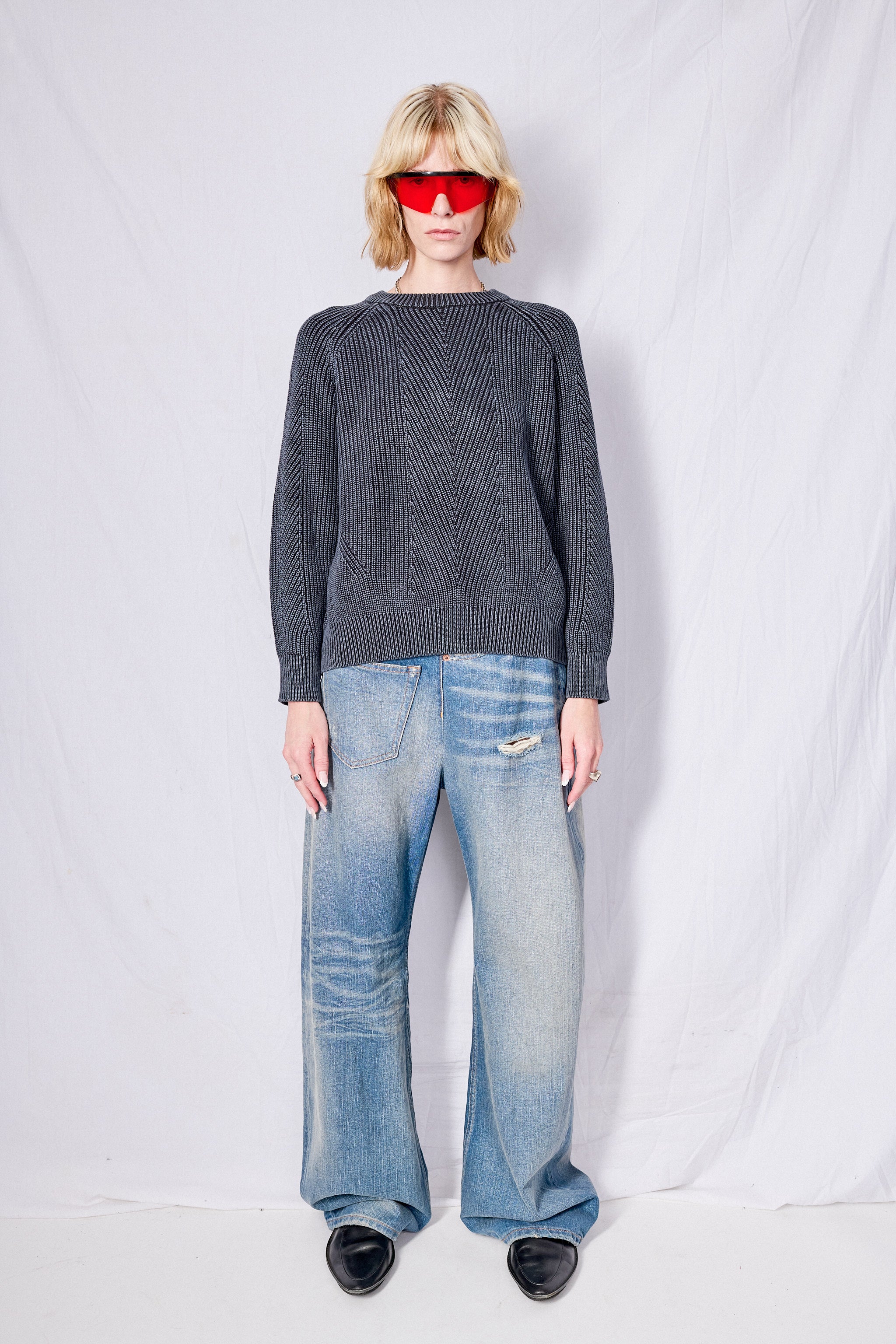 Black Chelsea Washed Cotton Sweater