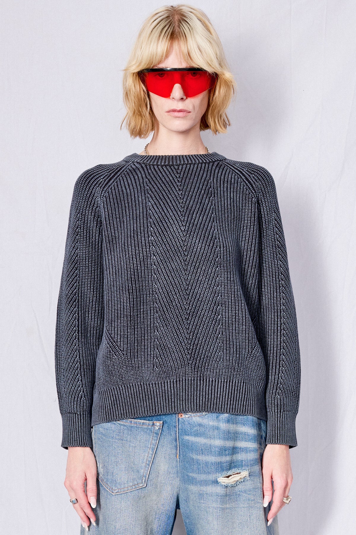 Black Chelsea Washed Cotton Sweater