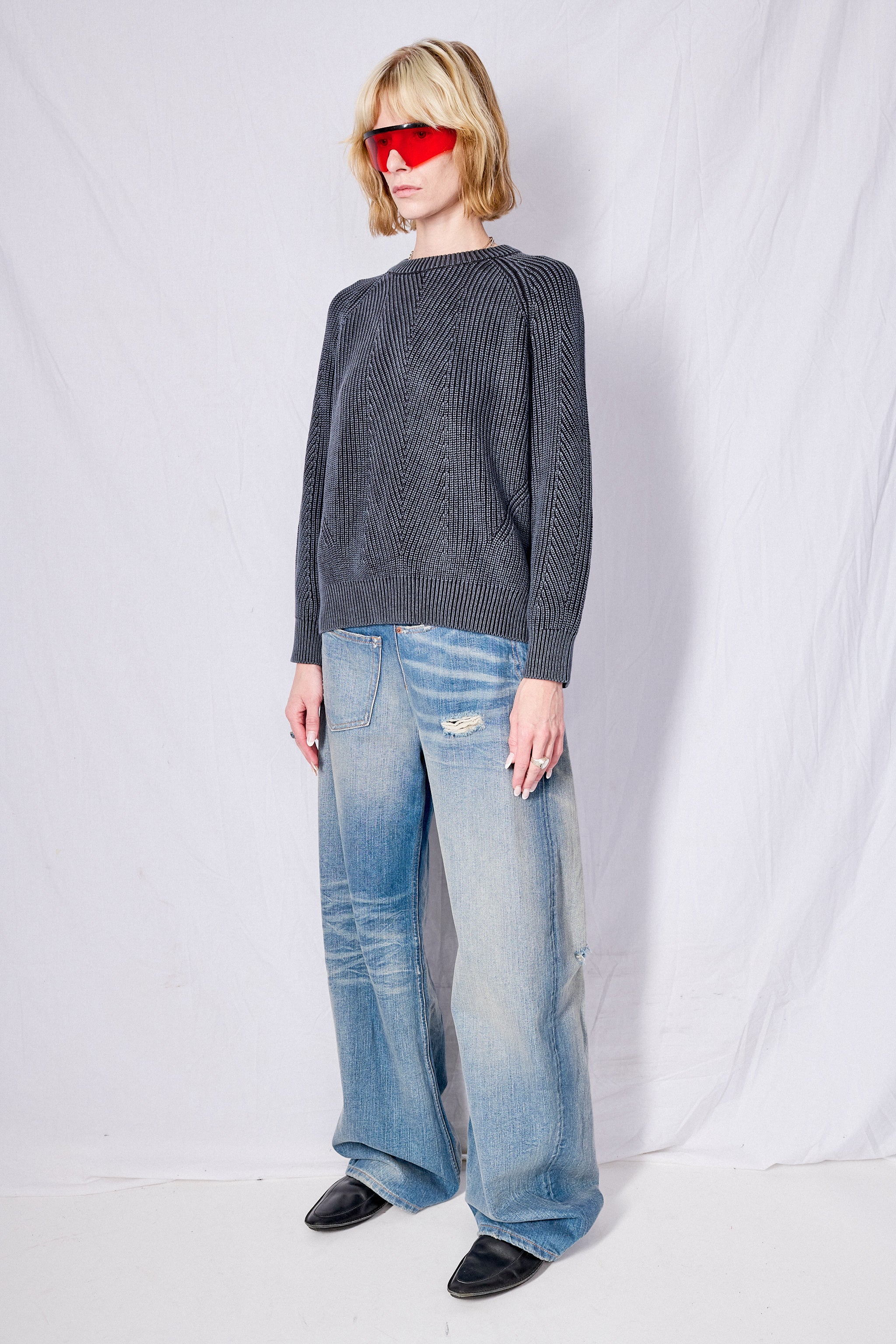 Black Chelsea Washed Cotton Sweater