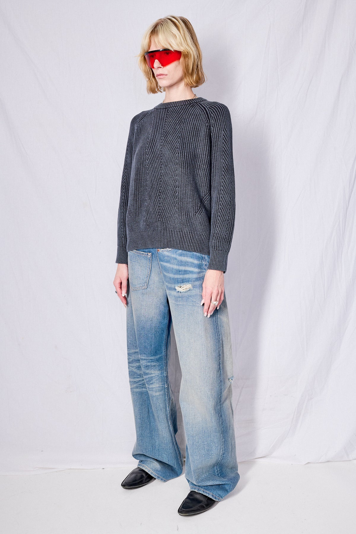 Black Chelsea Washed Cotton Sweater