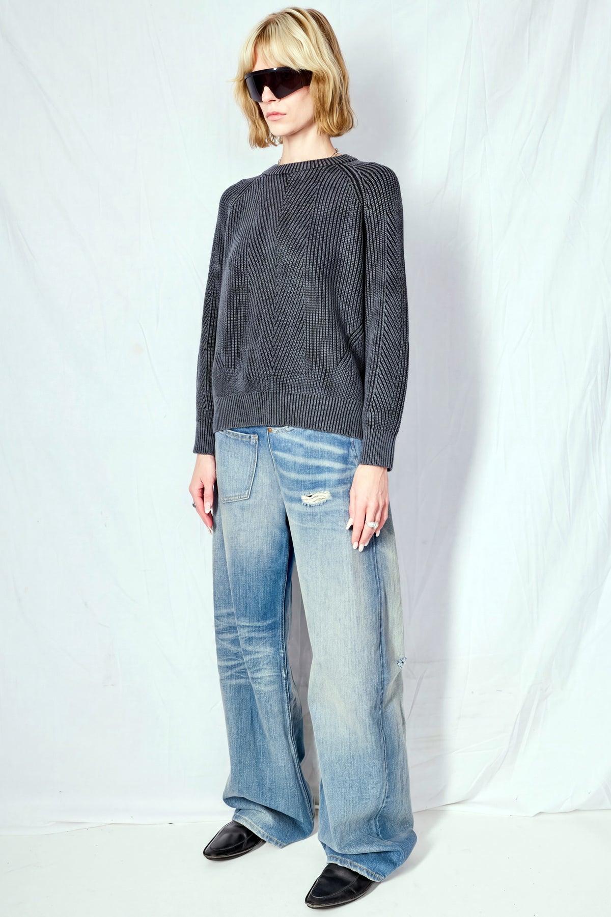 Black Chelsea Washed Cotton Sweater