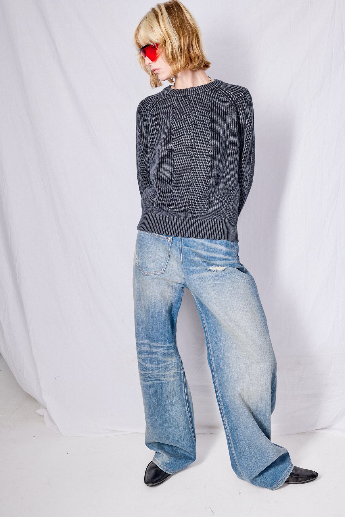 Black Chelsea Washed Cotton Sweater