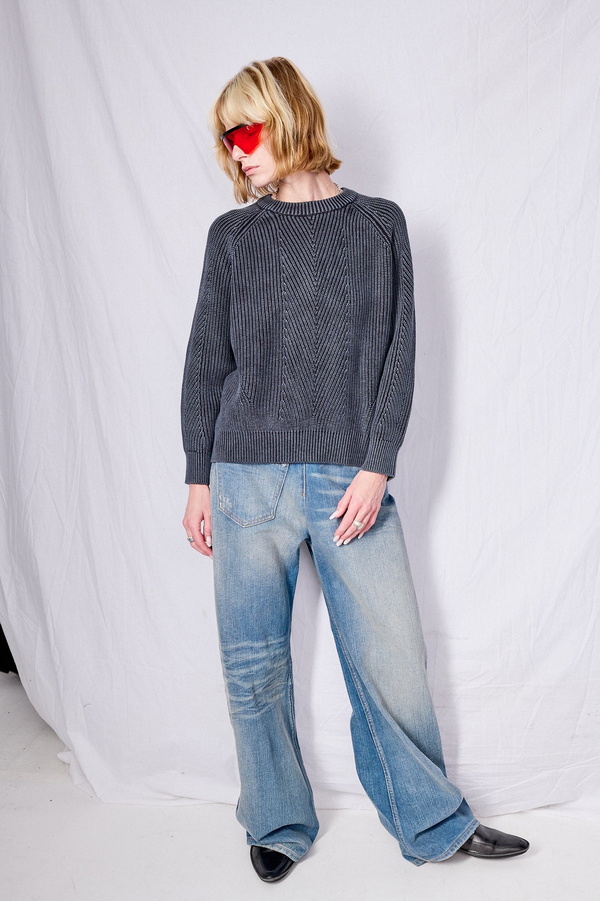Black Chelsea Washed Cotton Sweater