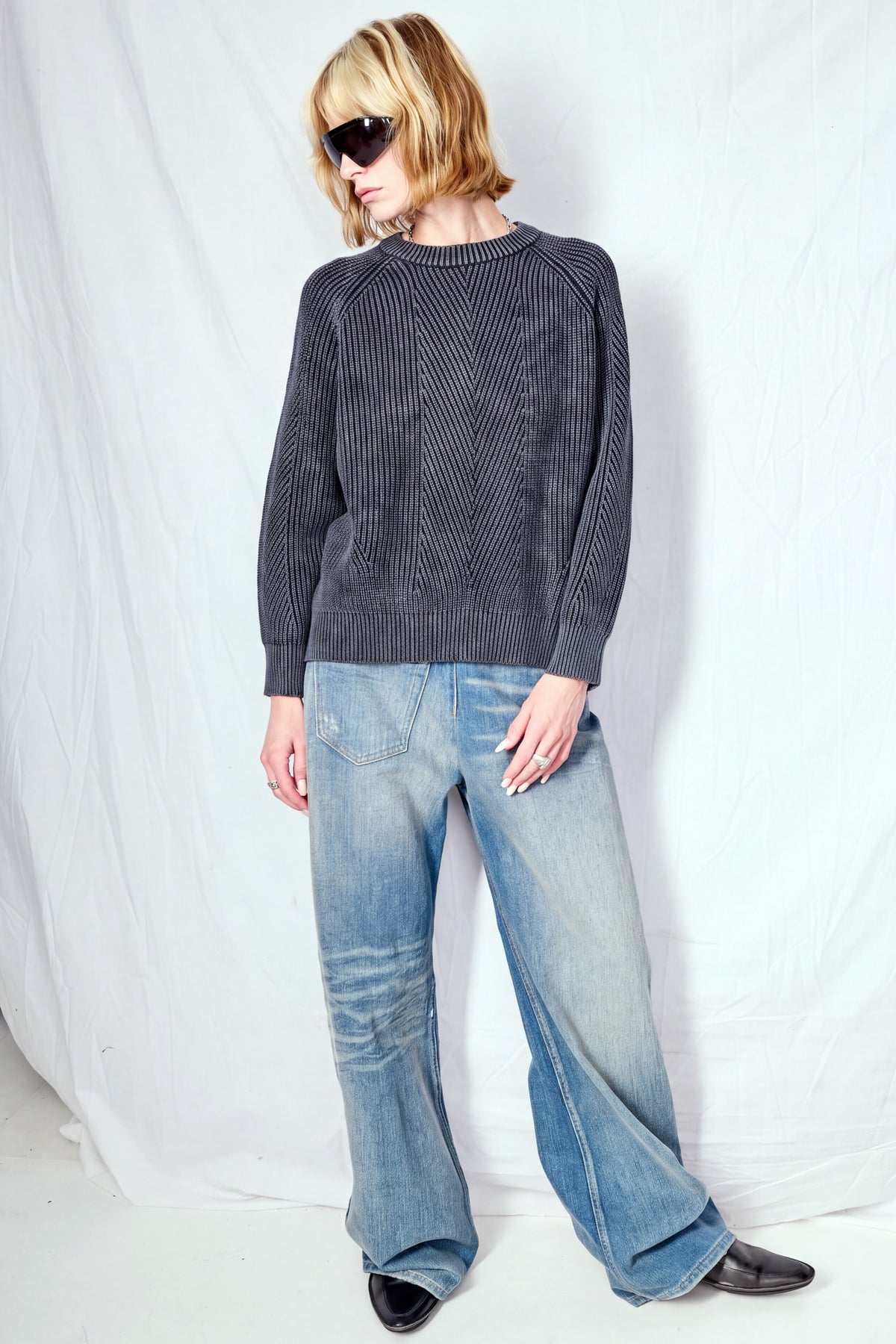 Black Chelsea Washed Cotton Sweater
