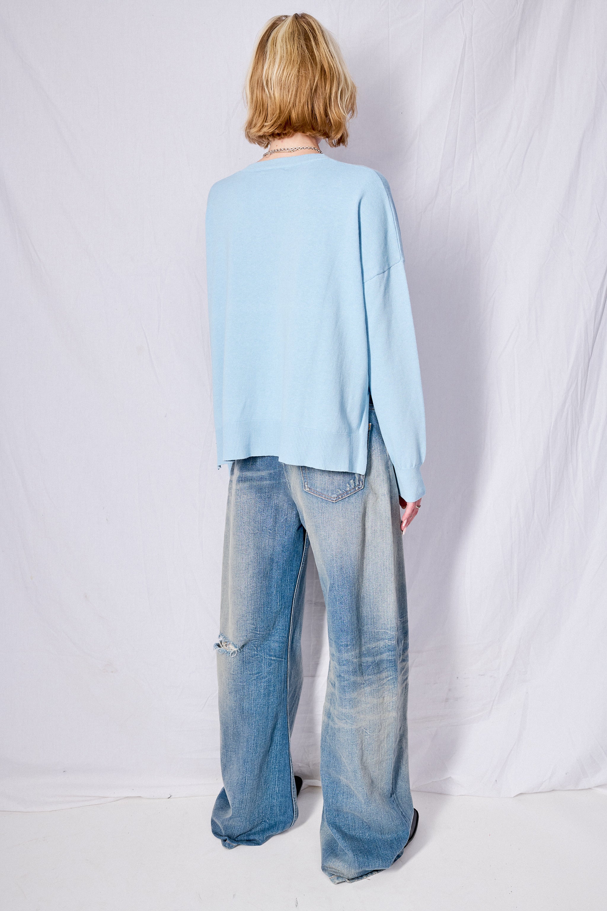 Light Blue Elle Cotton Cashmere Sweater