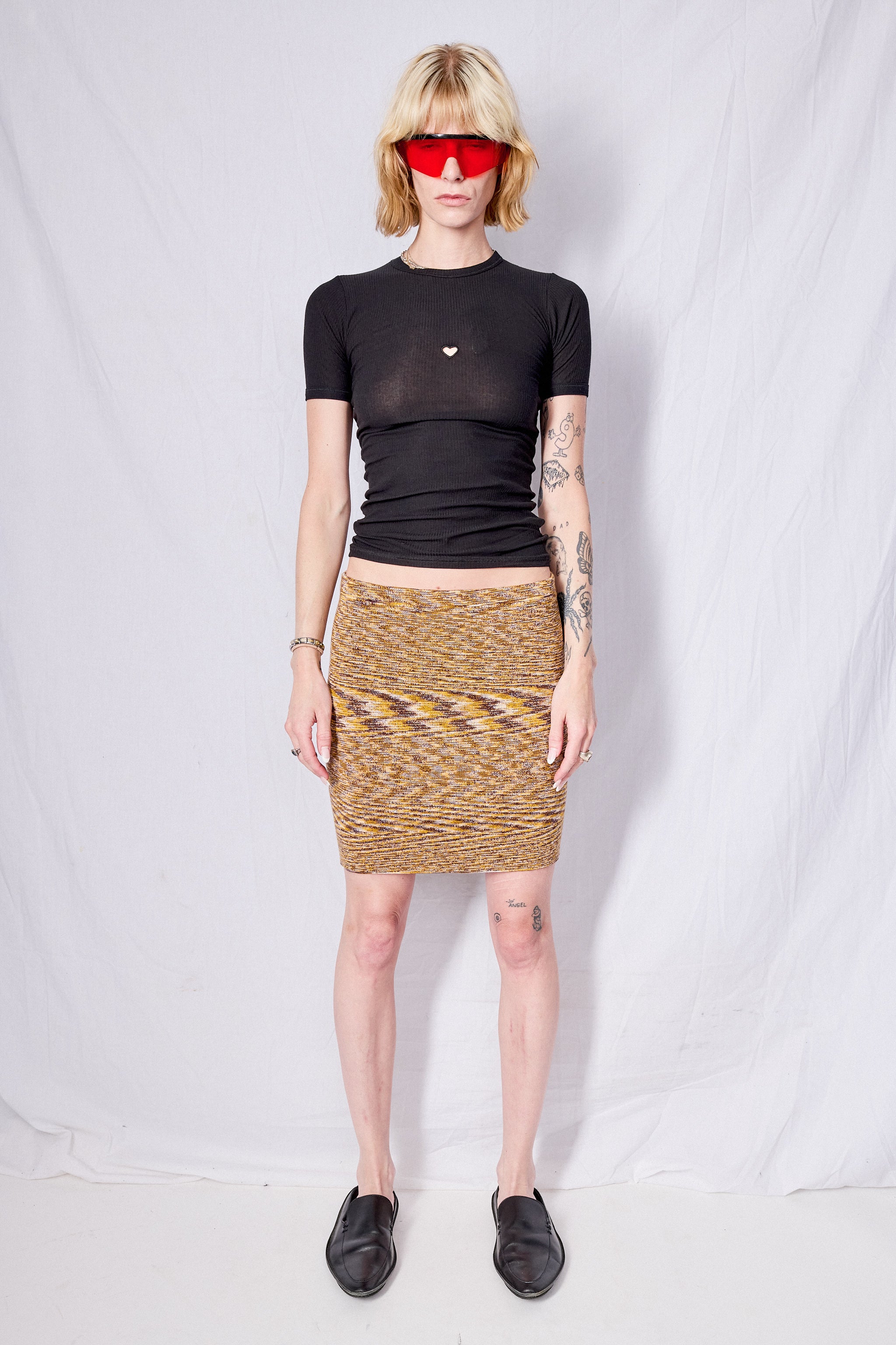 Brown Melange Flute Skirt
