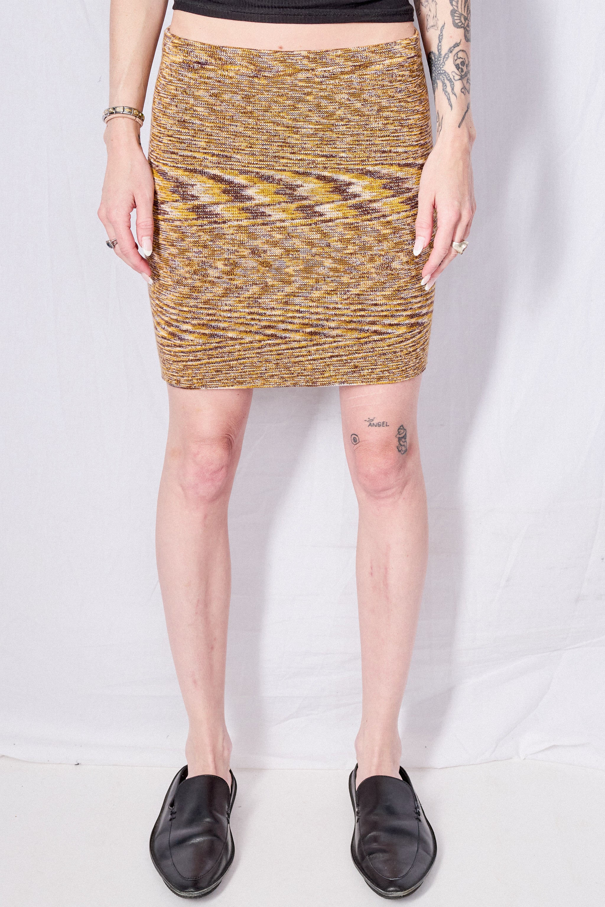 Brown Melange Flute Skirt