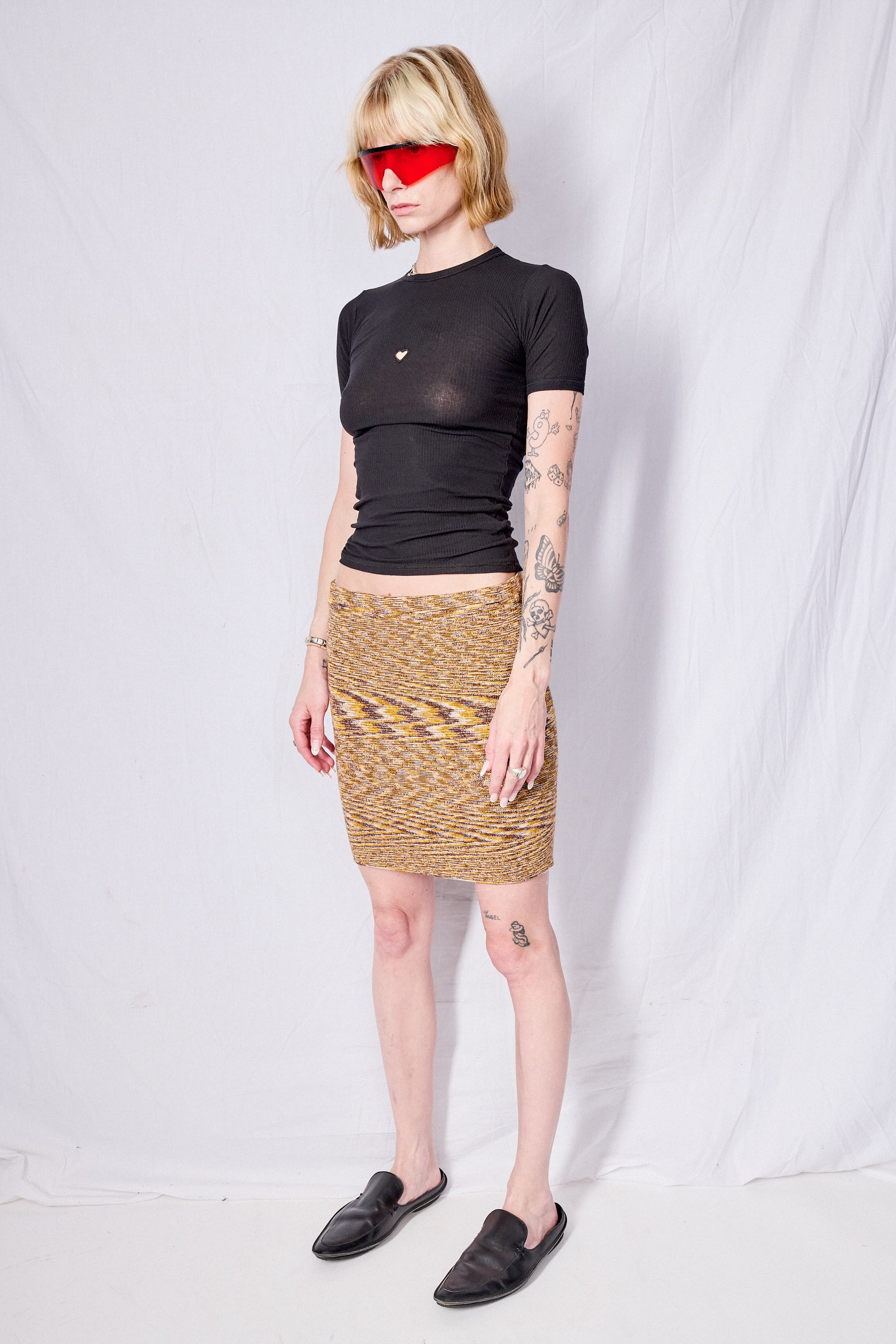 Brown Melange Flute Skirt