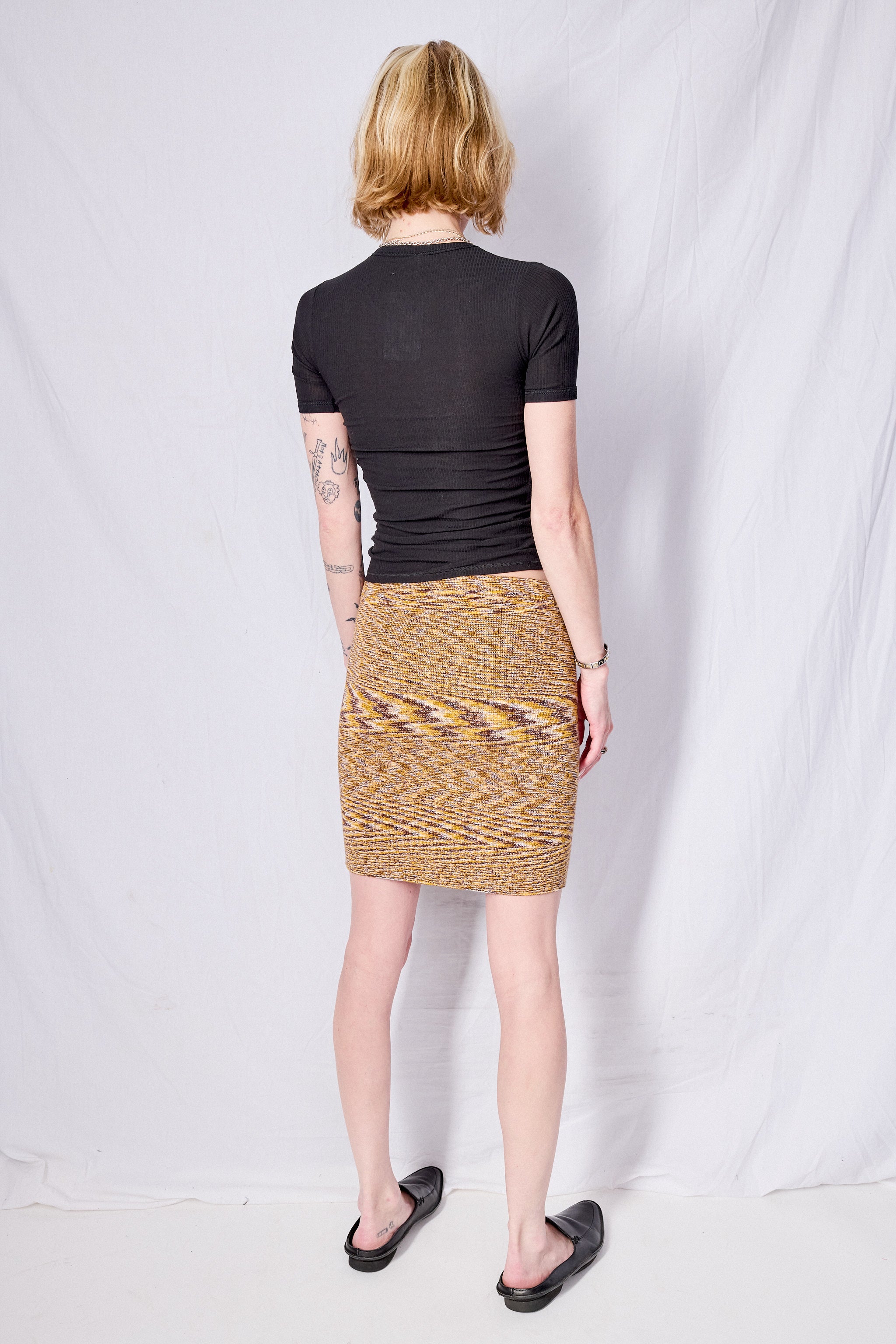 Brown Melange Flute Skirt