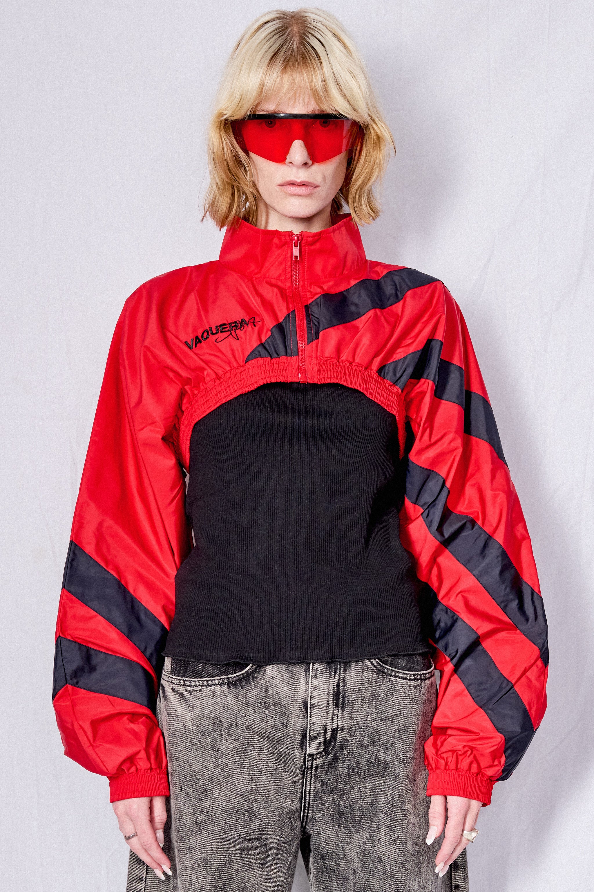 Black/Red Cropped Windbreaker - Vaquera – Assembly New York