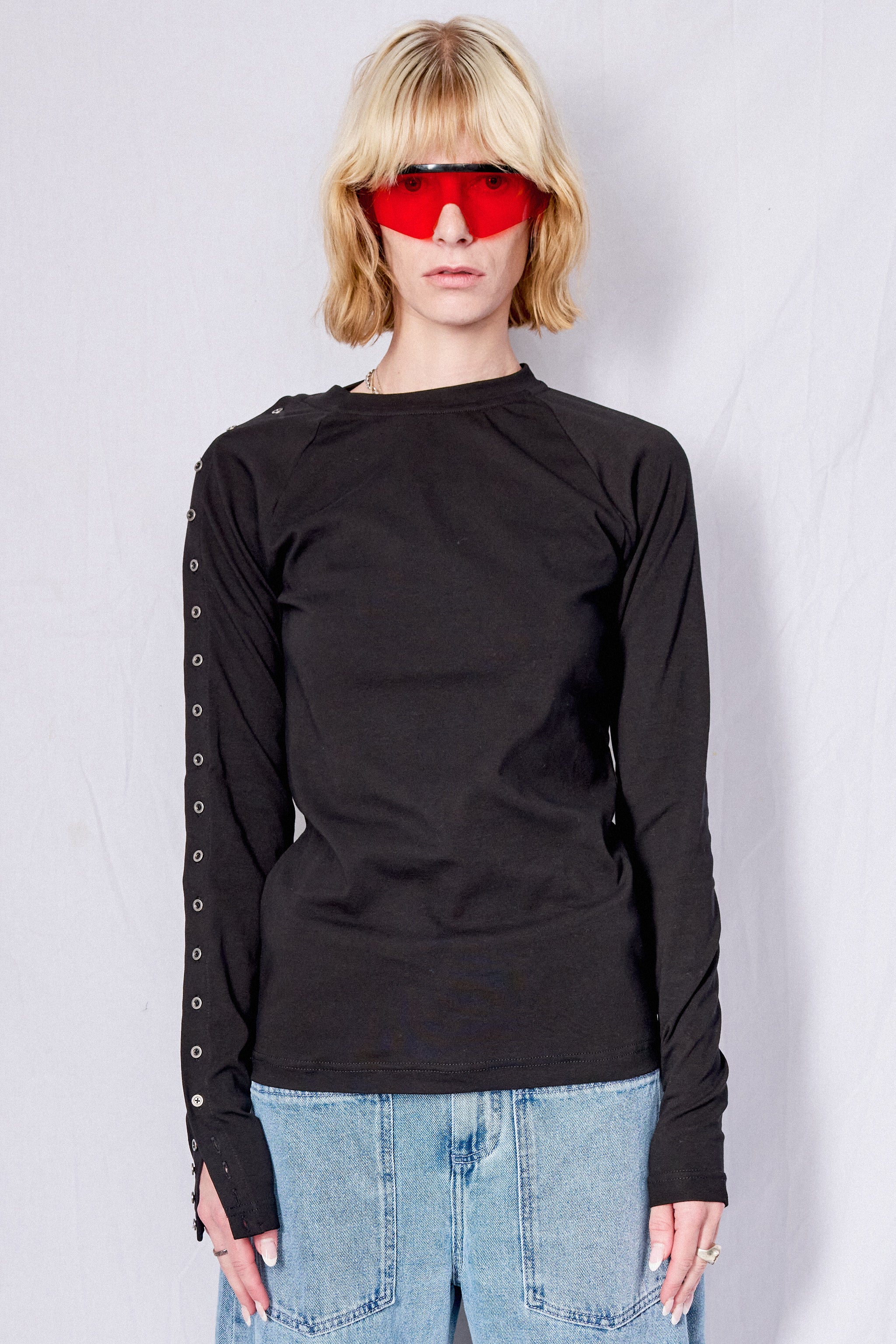 Black Ribbed Raglan Longsleeve