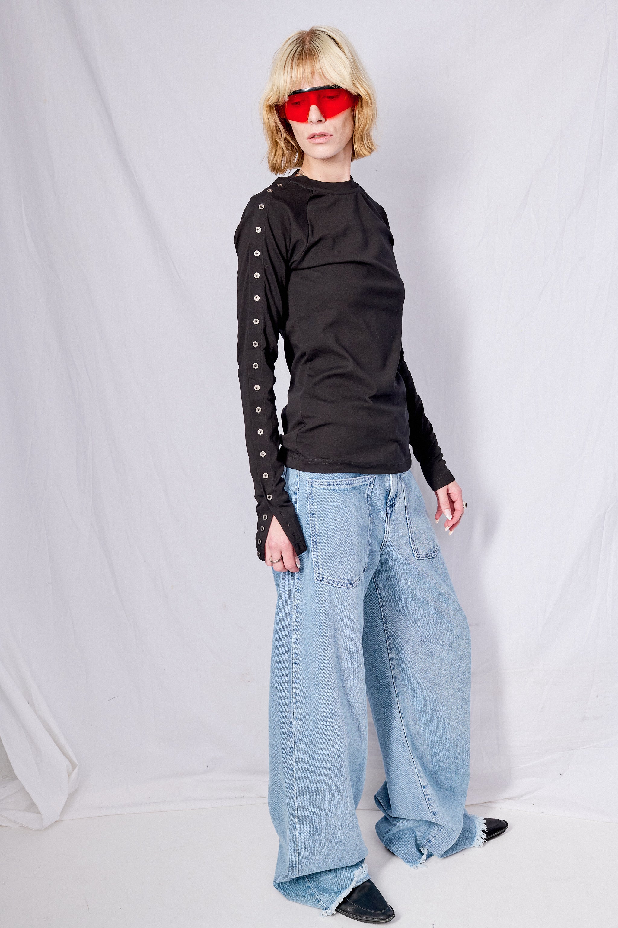 Black Ribbed Raglan Longsleeve