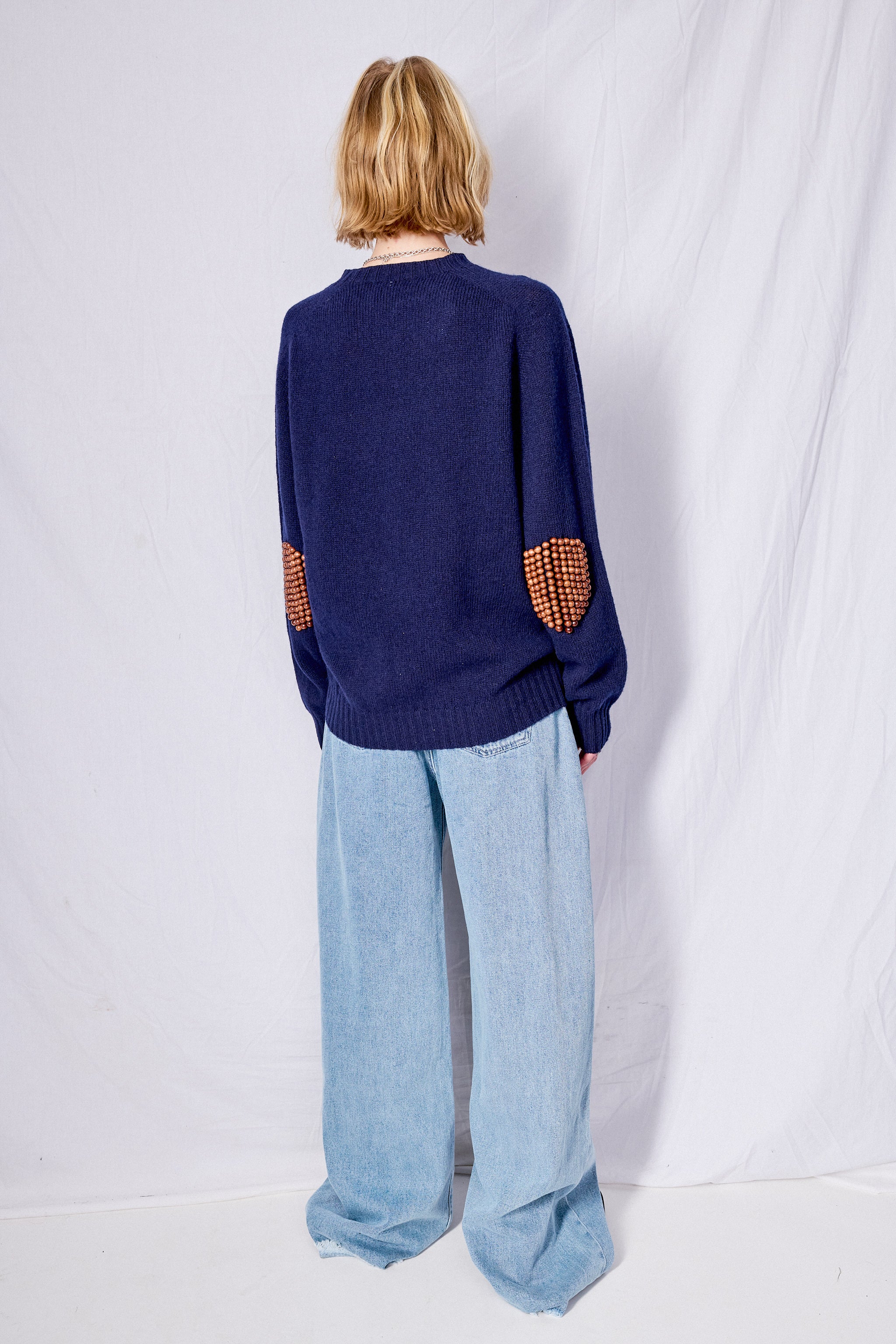 Navy/Brown No.75 Pearlpad Sweater - Bless – Assembly New York