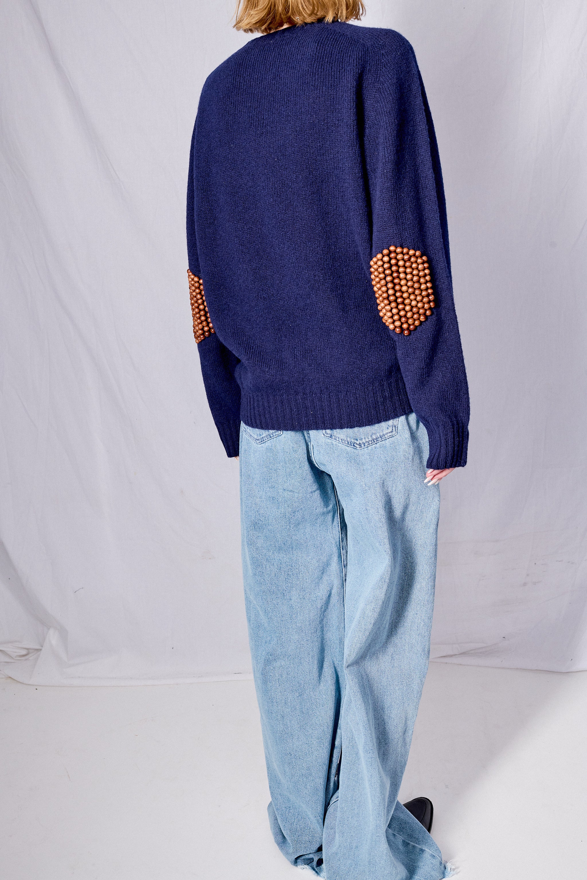 Navy/Brown No.75 Pearlpad Sweater