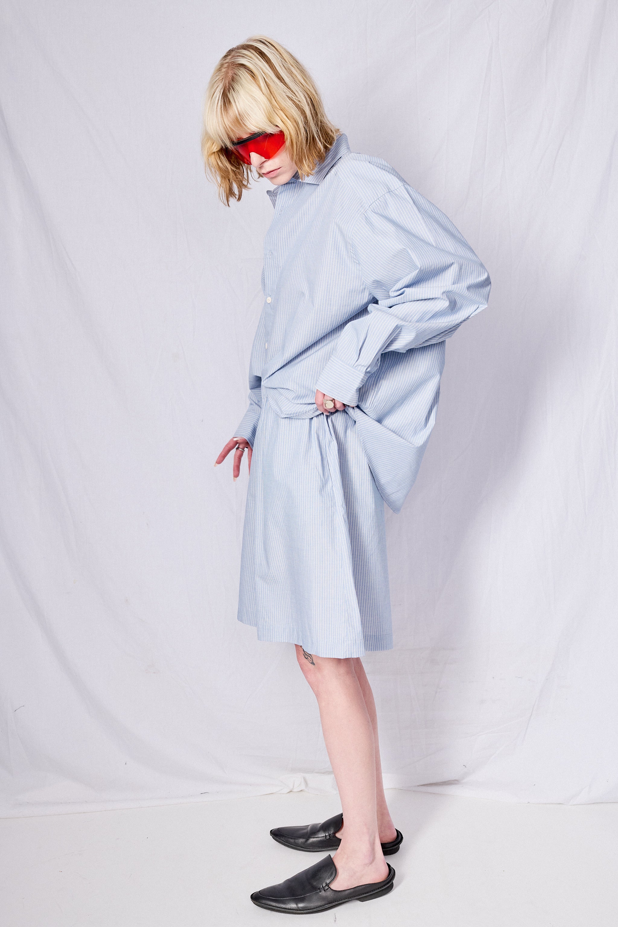 Blue Stripe Claude Shorts