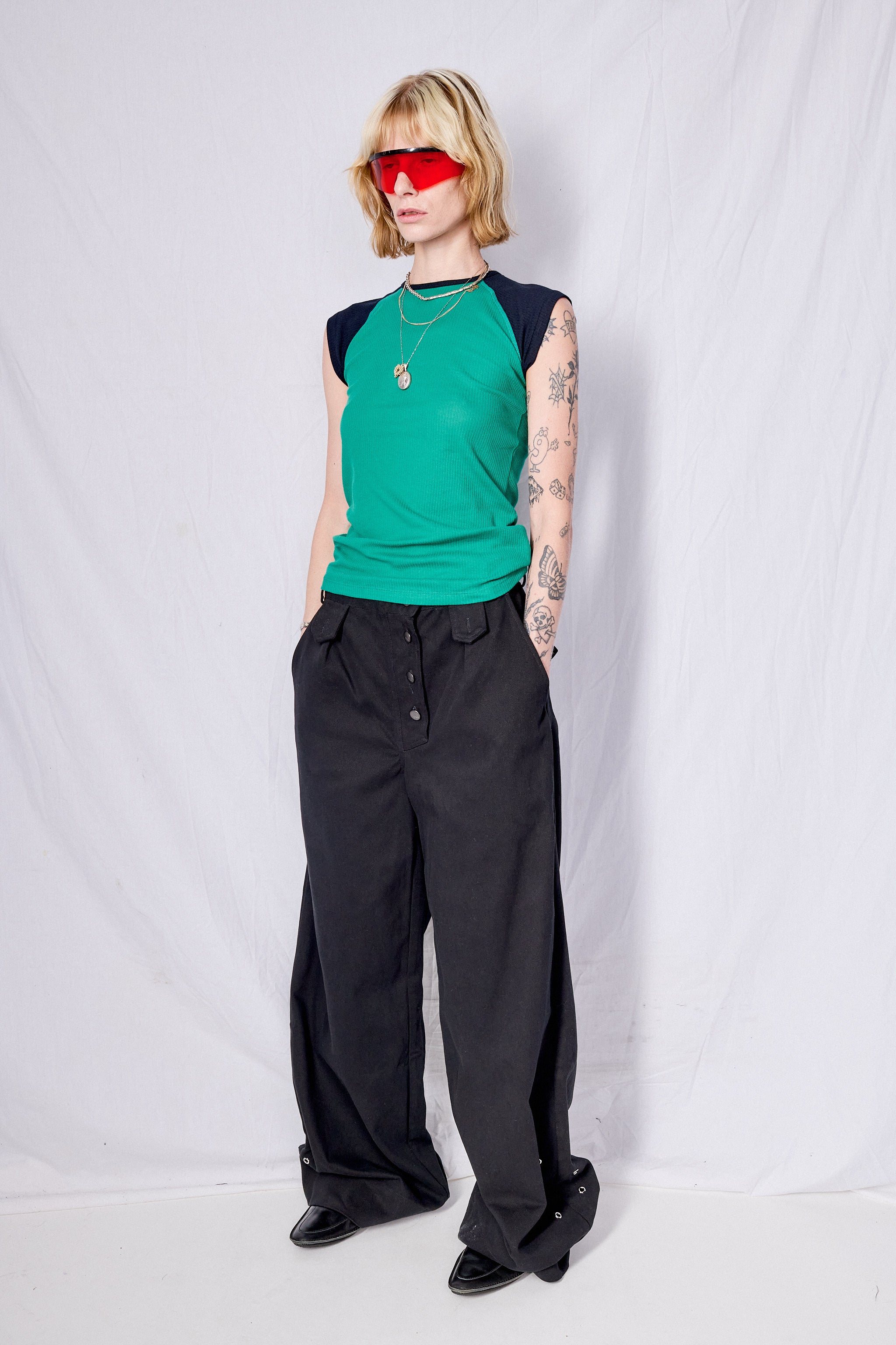 Black Wide Leg Firefighter Pant