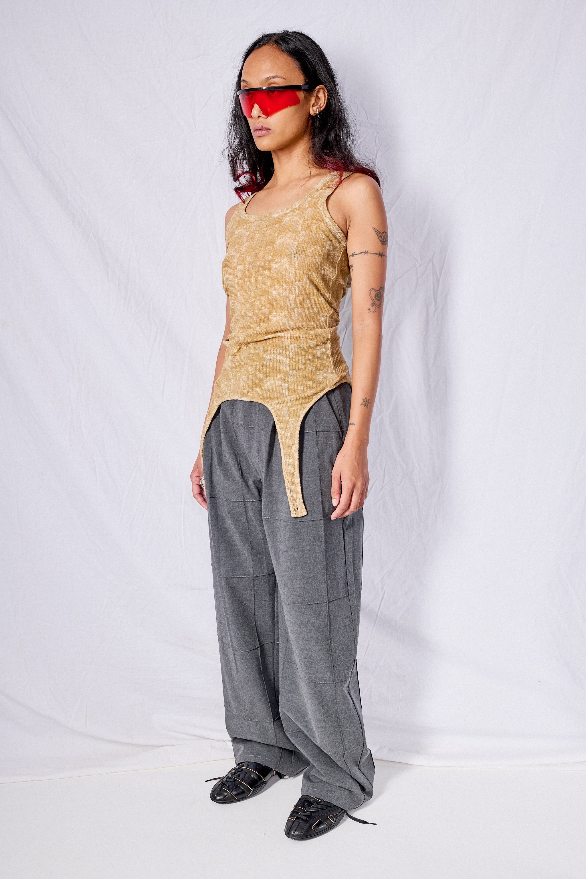 Caramel Crinkle Jersey Convertible Tank Top